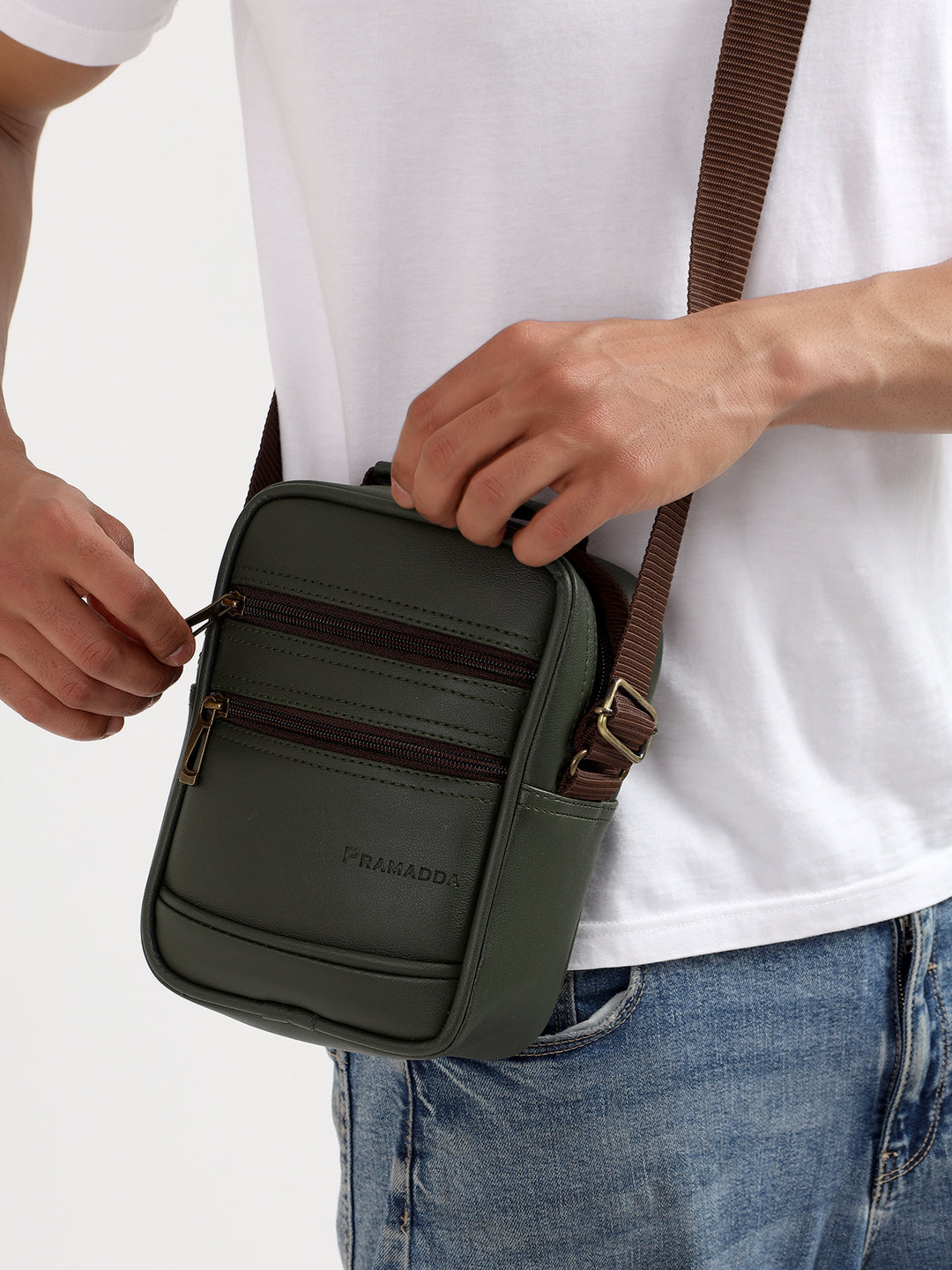 Double Zip Sling bag for men