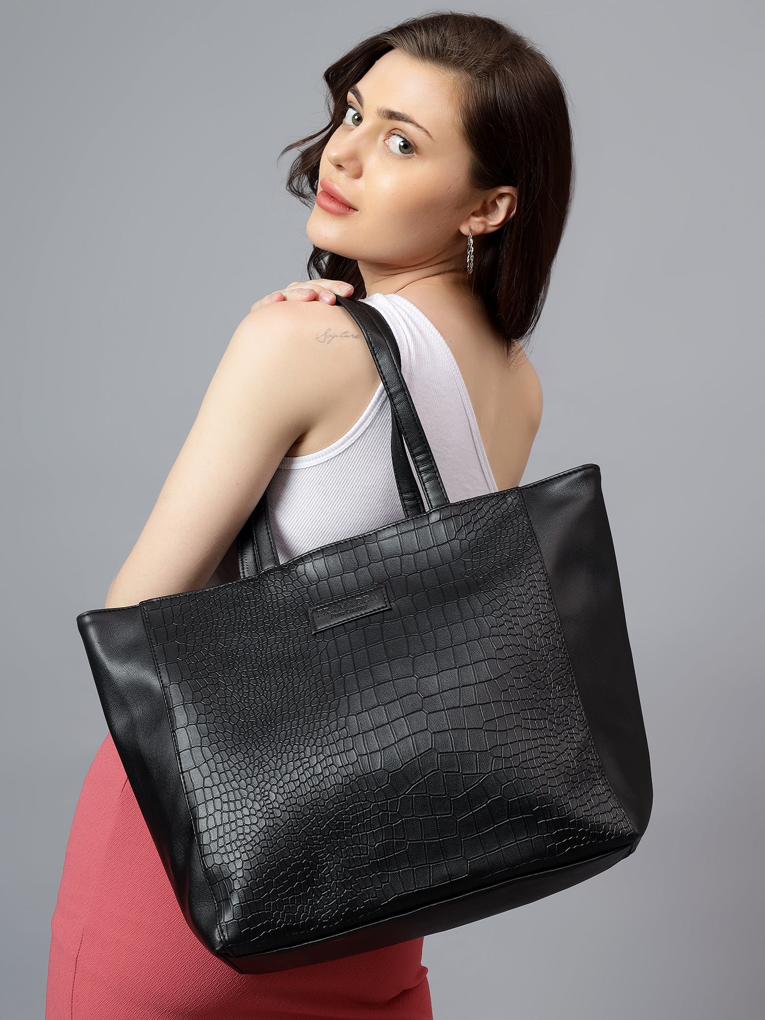 Fiona Croco Leather Tote Bag (16"inch)
