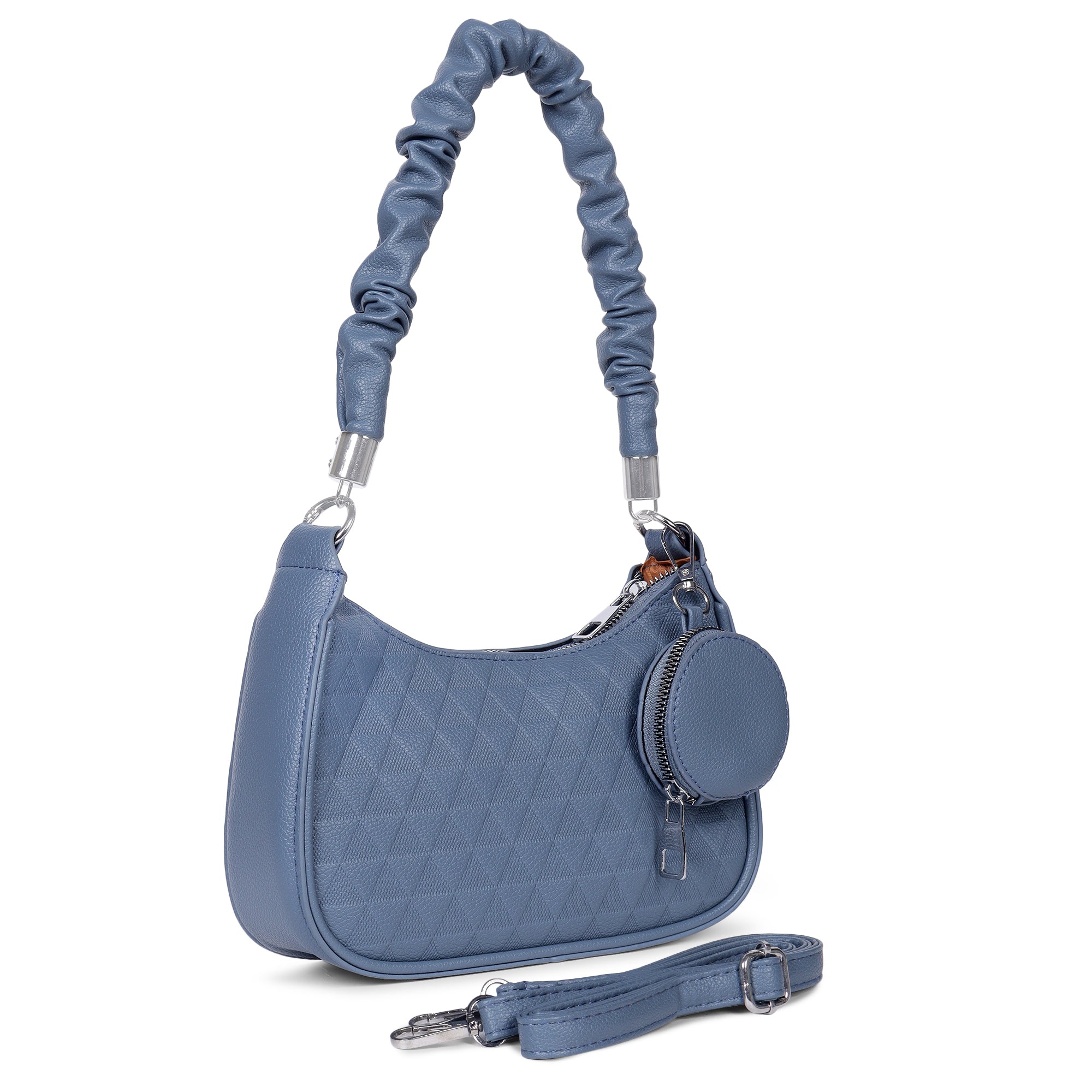 Brown Alica Tote Bag with Pebble Blue Mia Shoulder Bag