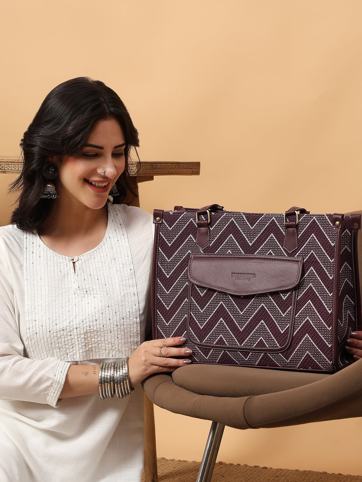 Purple Maze Aisha Canvas Tote- Clearance Sale