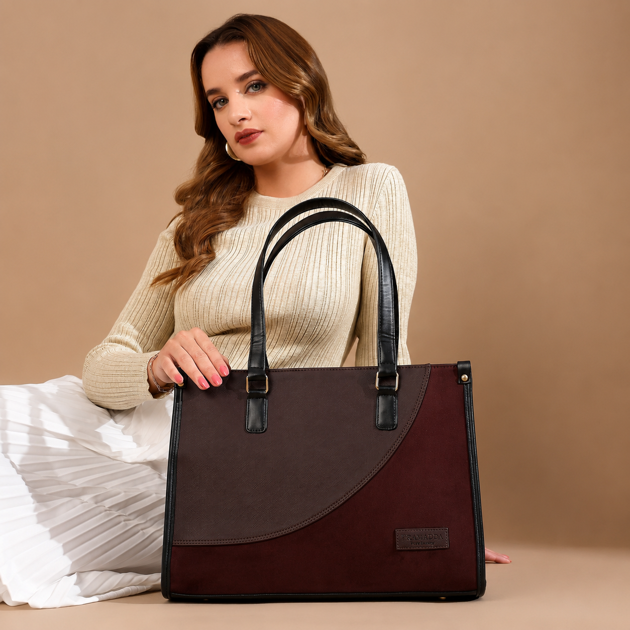 Classic Sophia Suede Tote Bag (15.5" Inch)