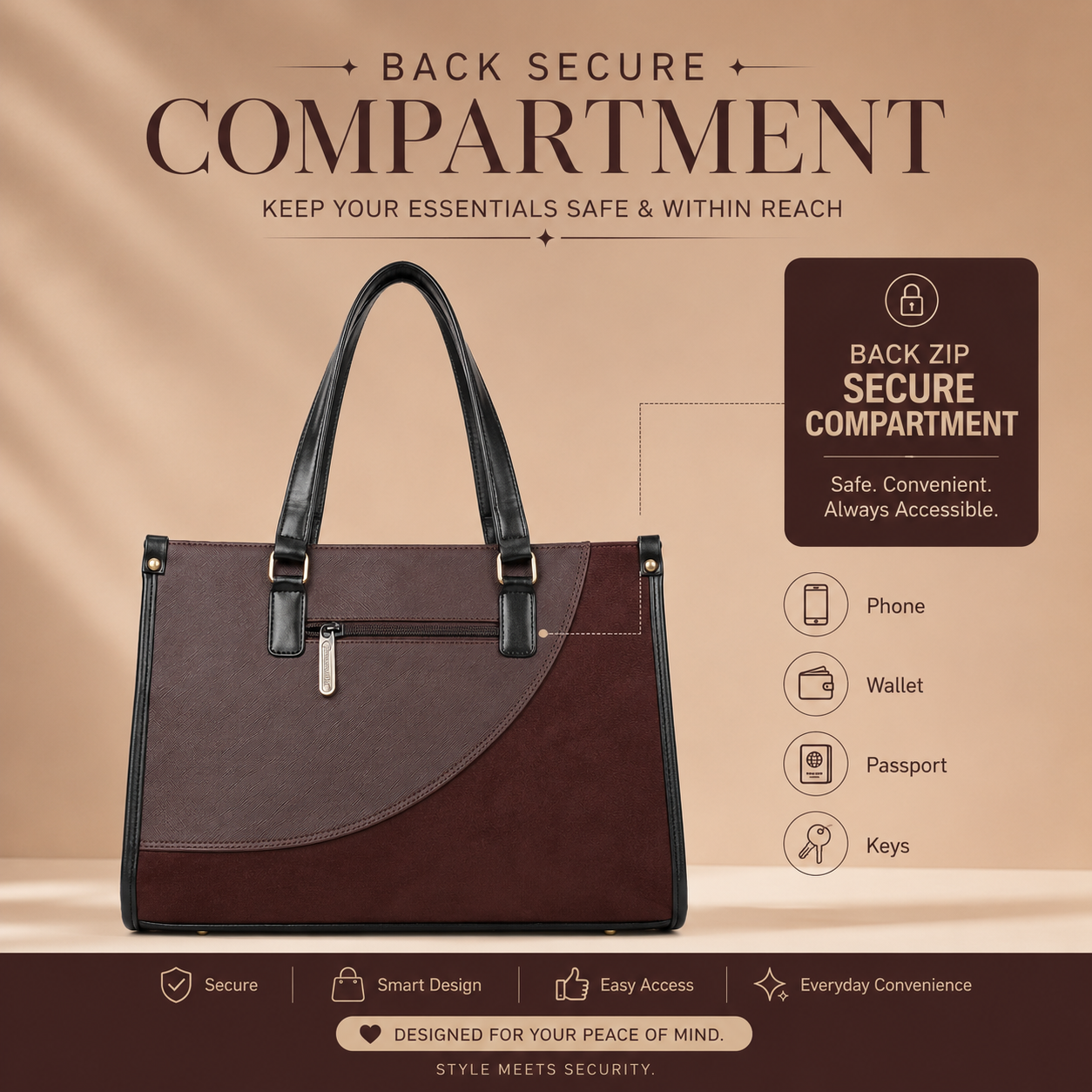 Classic Sophia Suede Tote Bag (15.5" Inch)