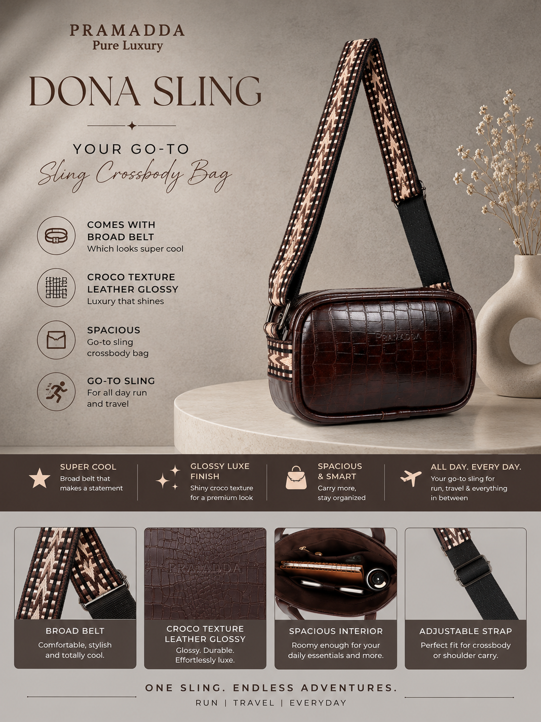 Fiona Croco Tote Bag with Dona Croco Sling Combo