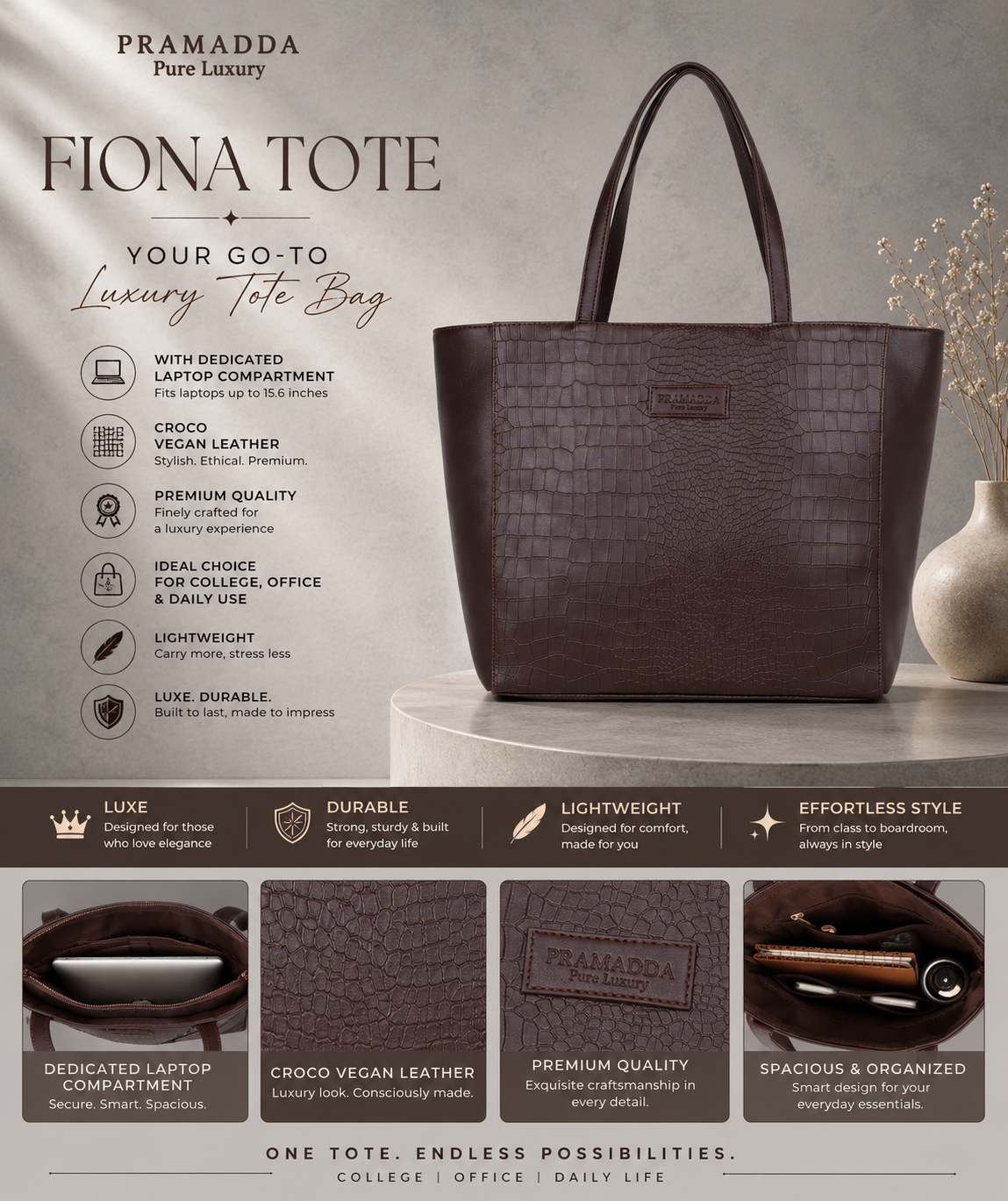 Fiona Croco Tote Bag with Dona Croco Sling Combo