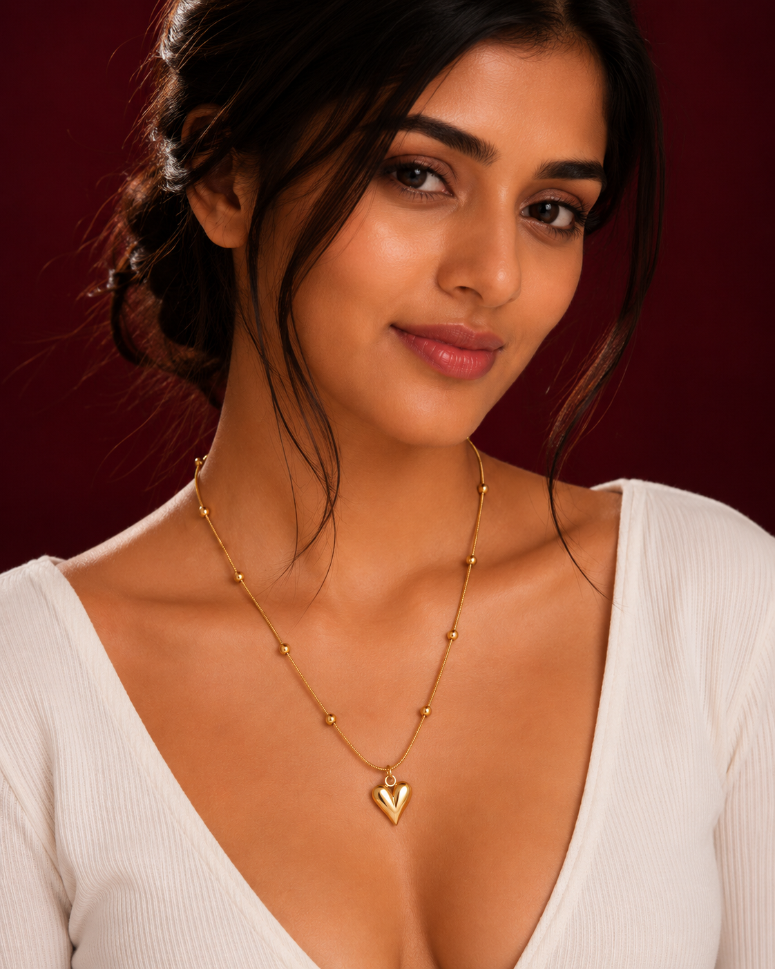 Korean Gold Plated Heart Pendant Necklace for Women