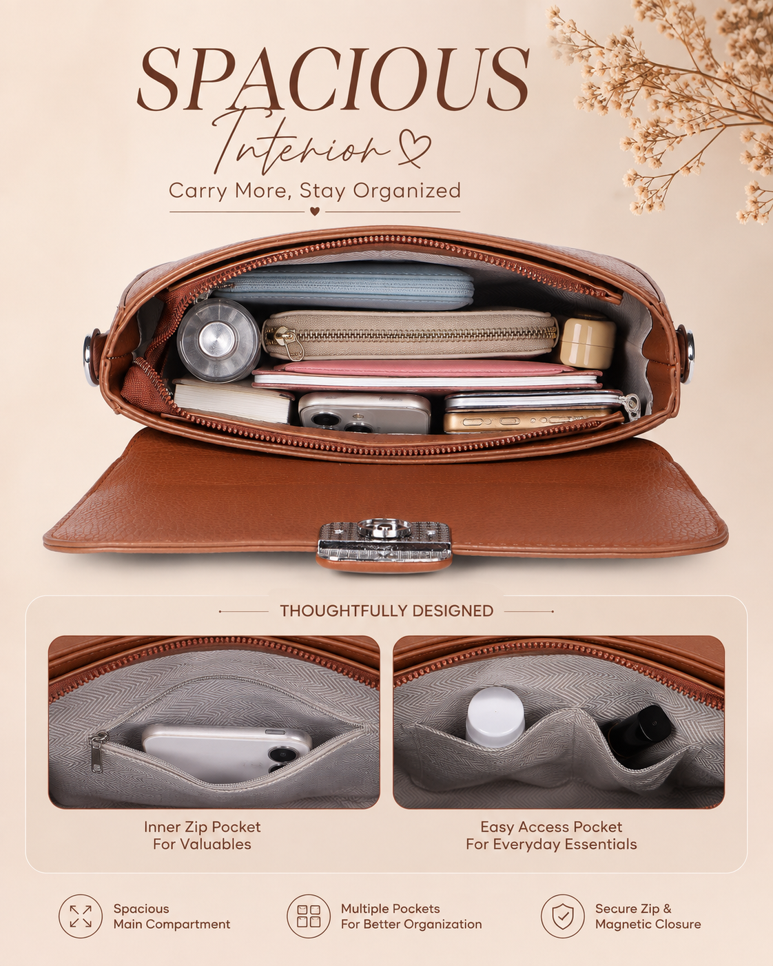 Classic Tan Charlie Sling Bag for woman