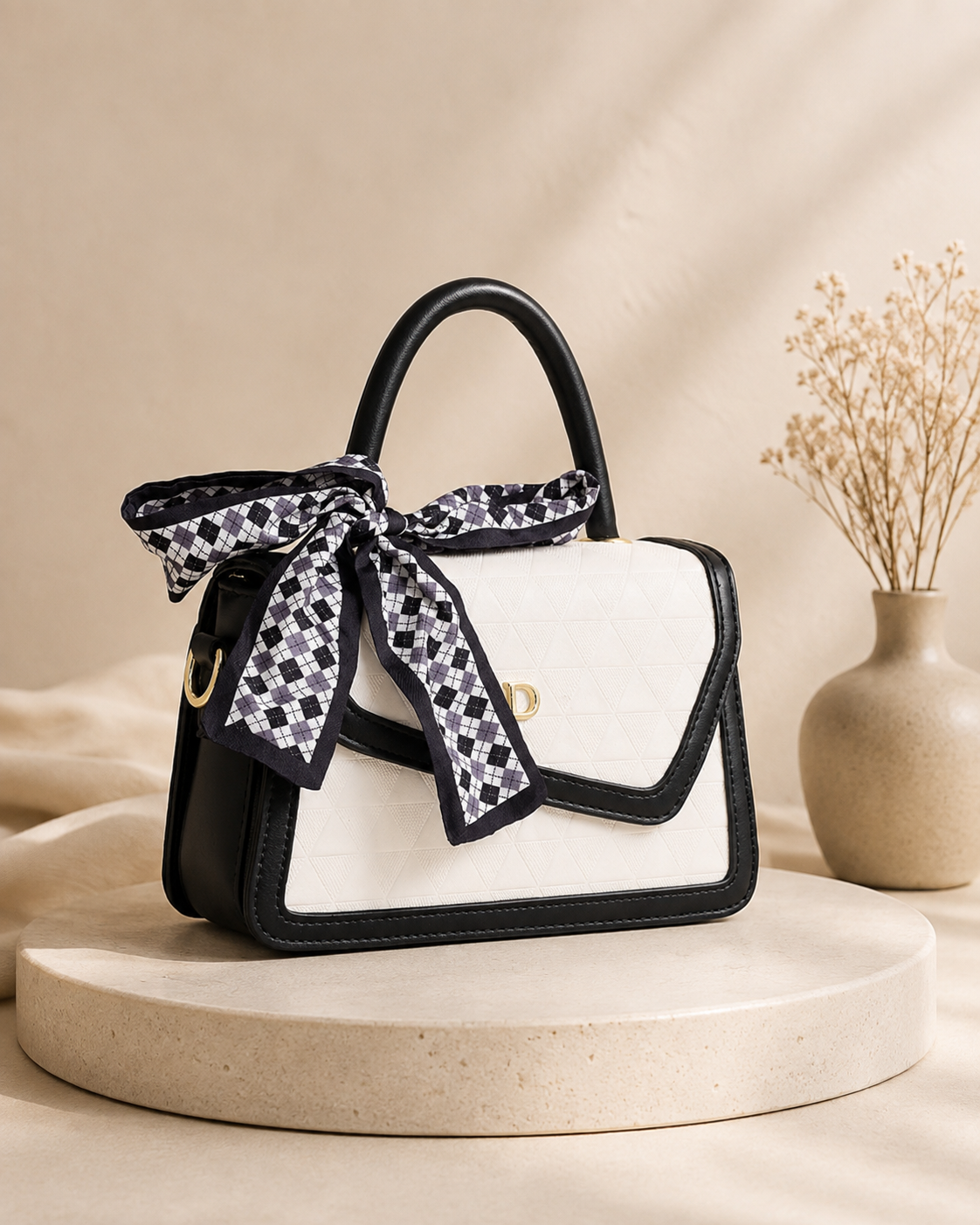 Classis Black and White Daisy Sling bag for woman