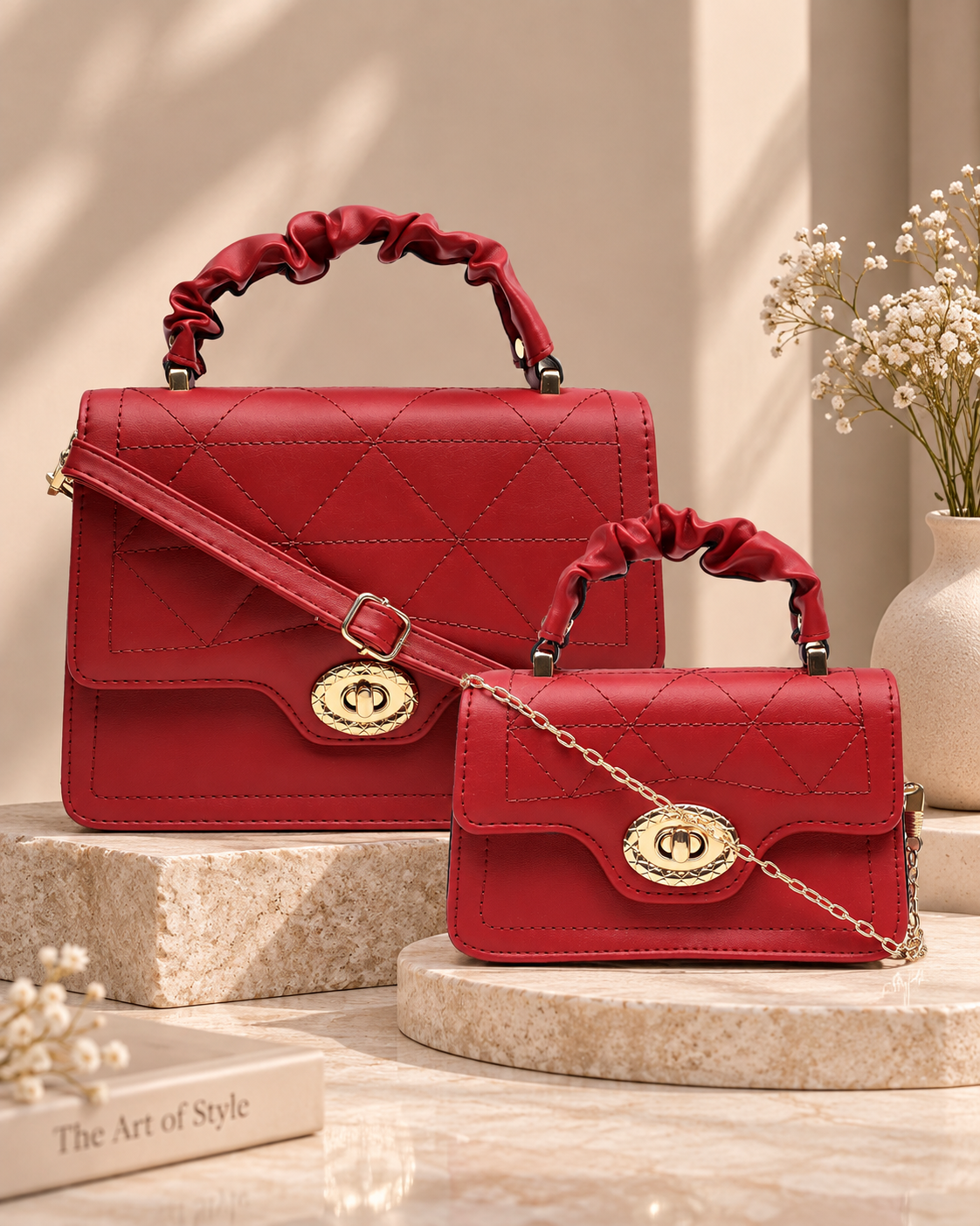 Classic Red Mia Bella Sling Bag (2pc)