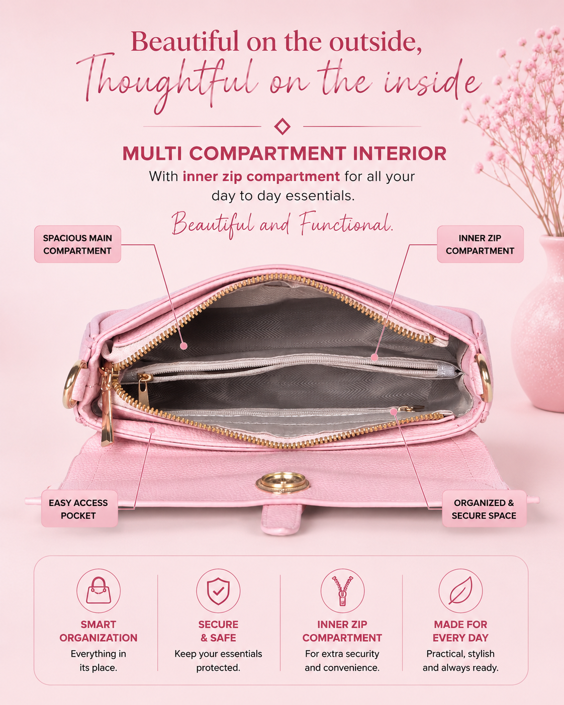 Pretty Pink Pamela Sling/Shoulder Bag