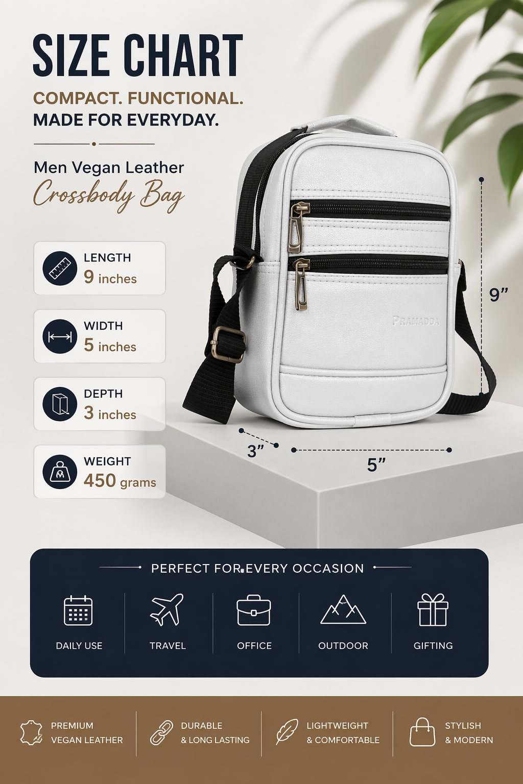 Double Zip Sling bag for men