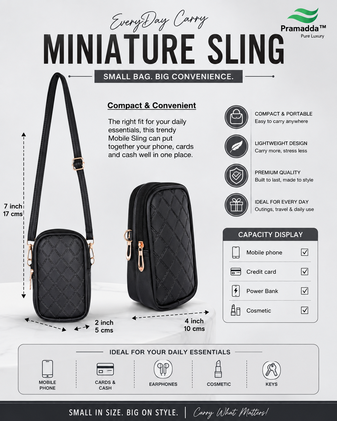 Brown Bianca Tote Bag + Black Twin Mobile Sling Bag