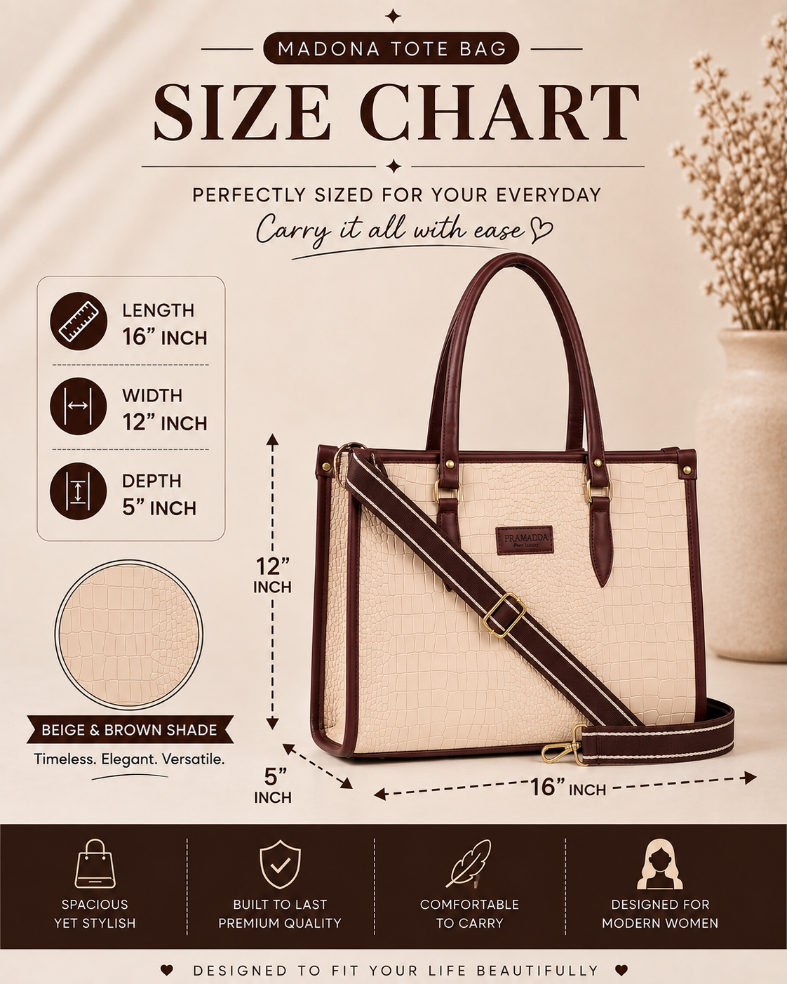Beige Bianca Tote Bag + Brown Twin Mobile Sling