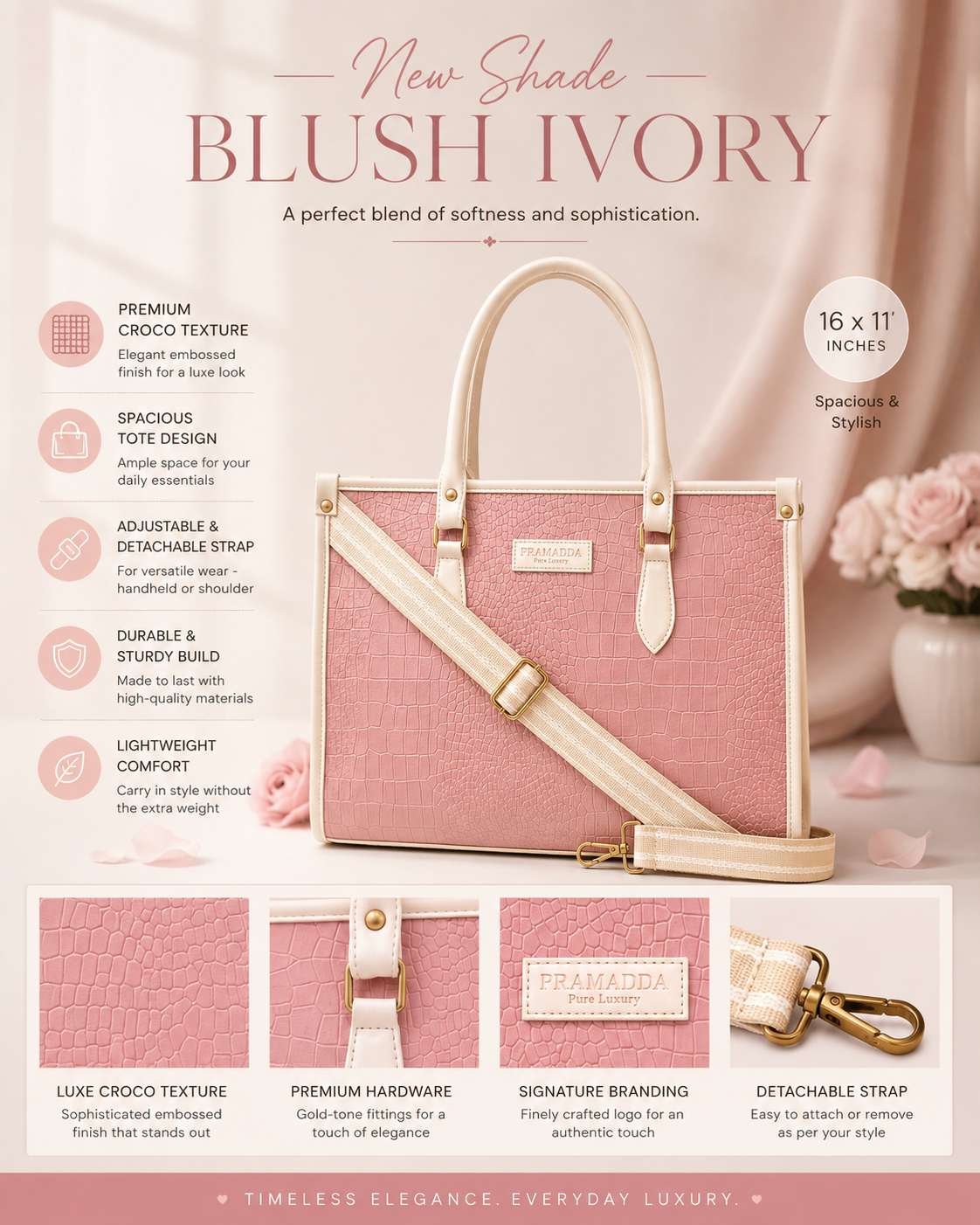 Bianca Tote in Blush Ivory (Limited Drop)