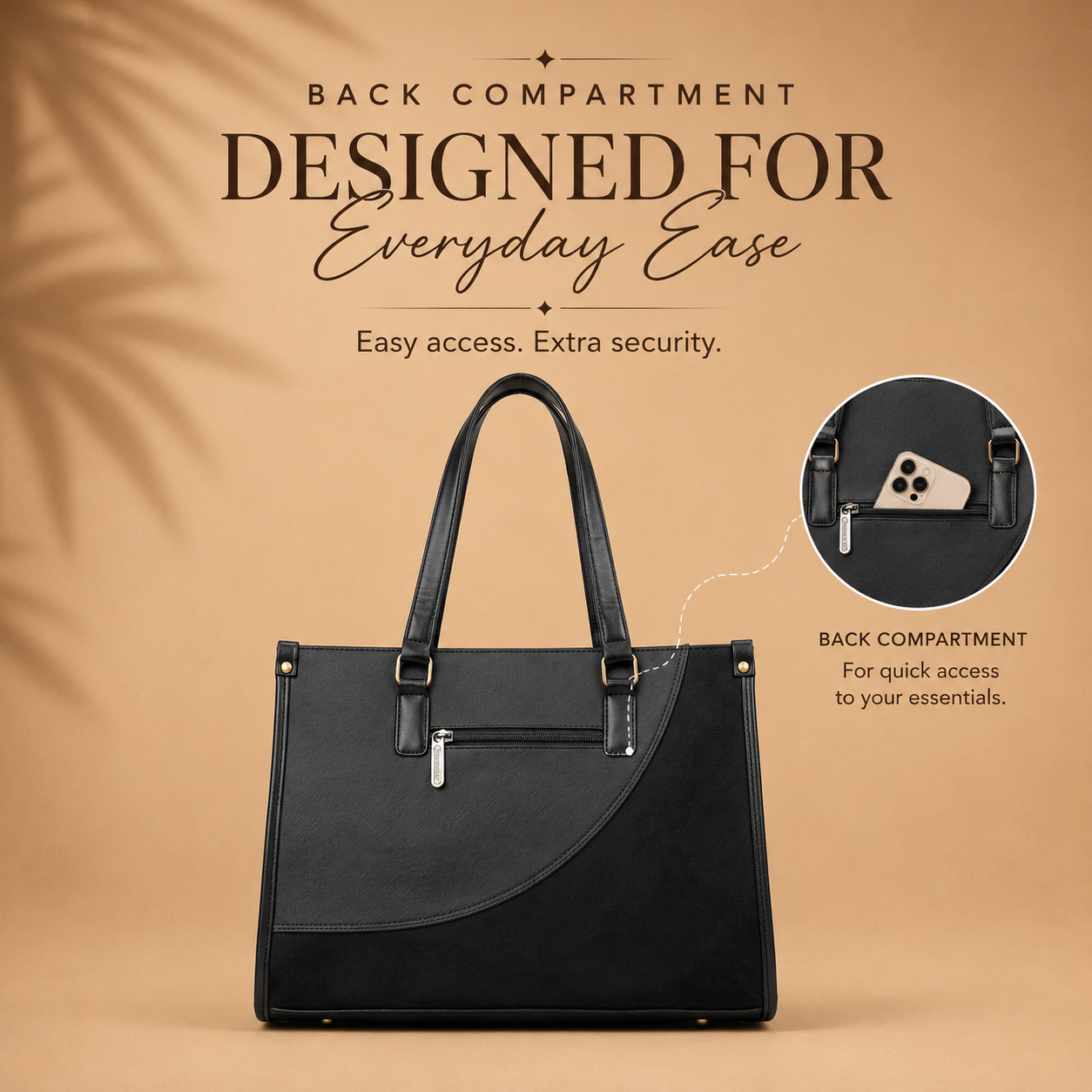 Classic Sophia Suede Tote Bag (15.5" Inch)