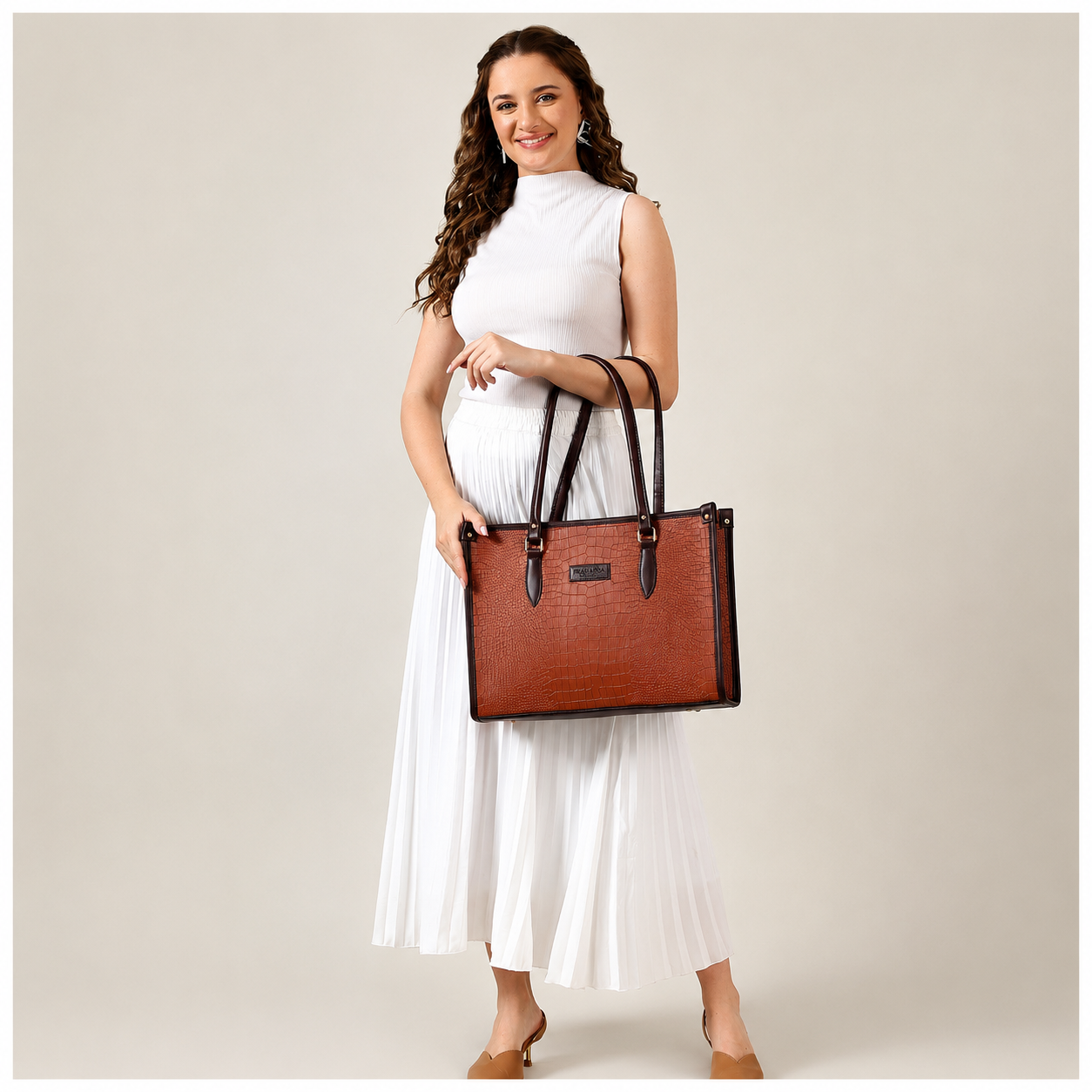 Bianca Croco Leather Tote Bag
