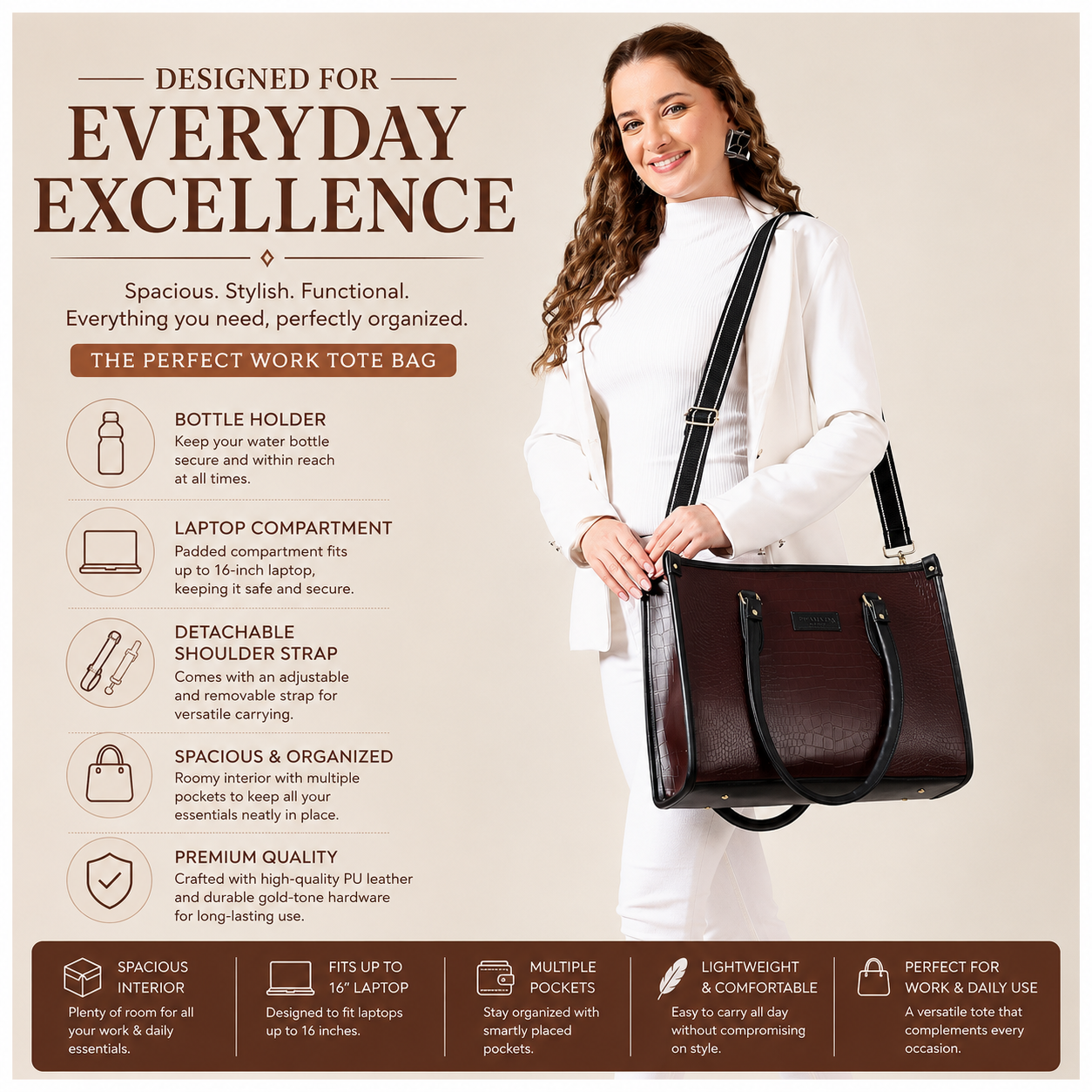 Bianca Croco Leather Tote Bag