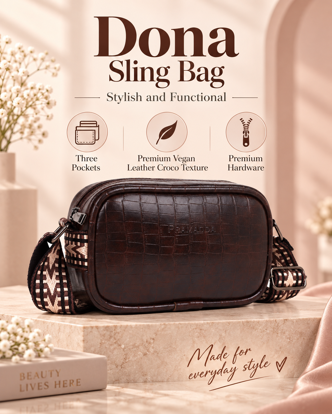 Green Regina Tote Bag + Brown Dona Sling Bag