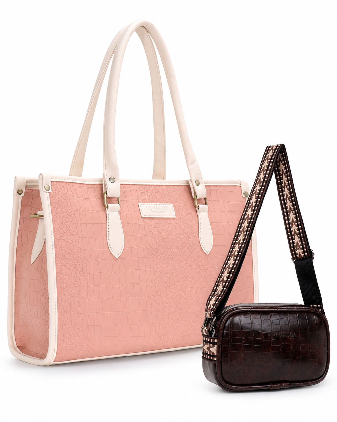 Bianca Tote in Blush Ivory + Brown Dona Sling (Limited Drop)