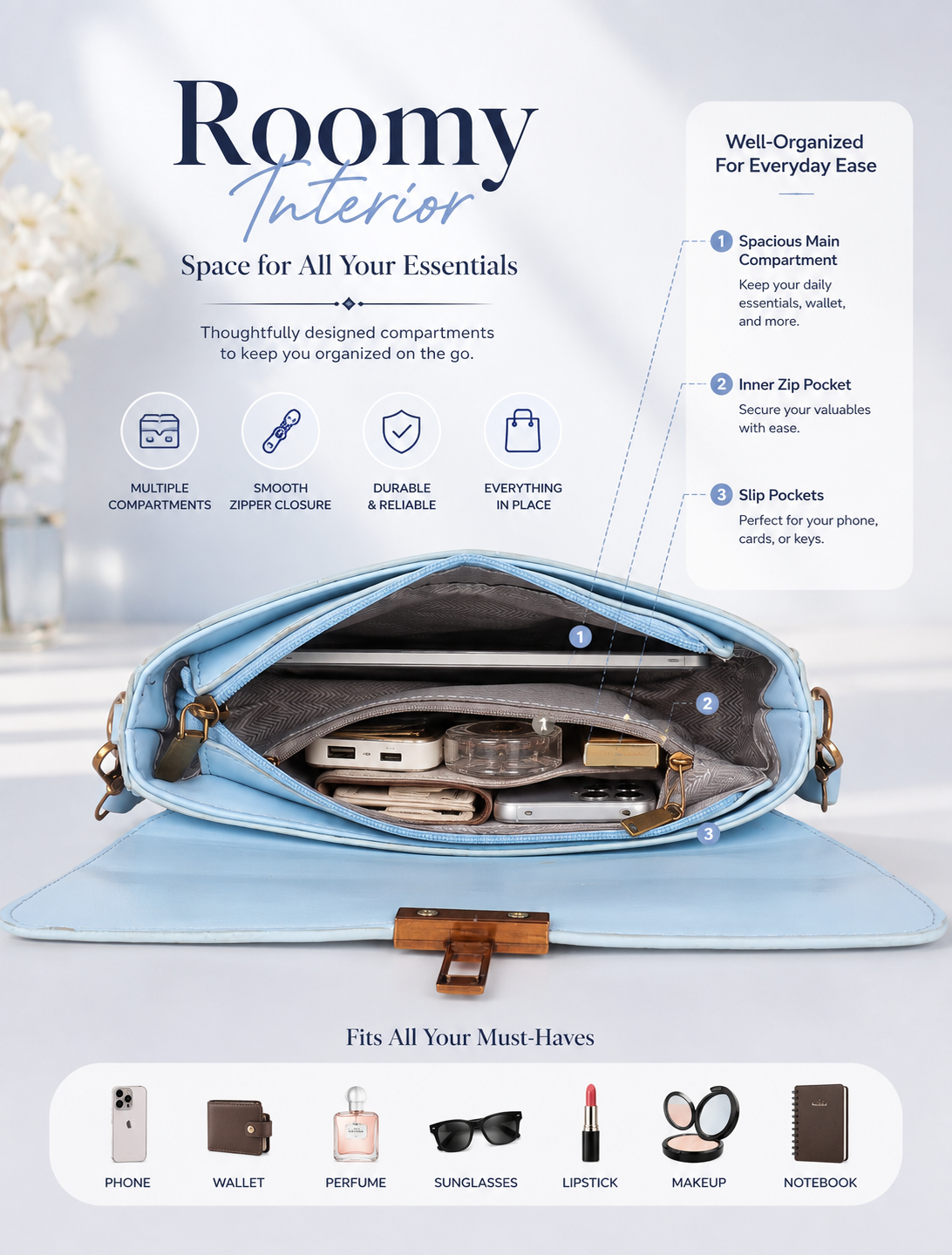 Summer Blue Cally Shoulder Bag