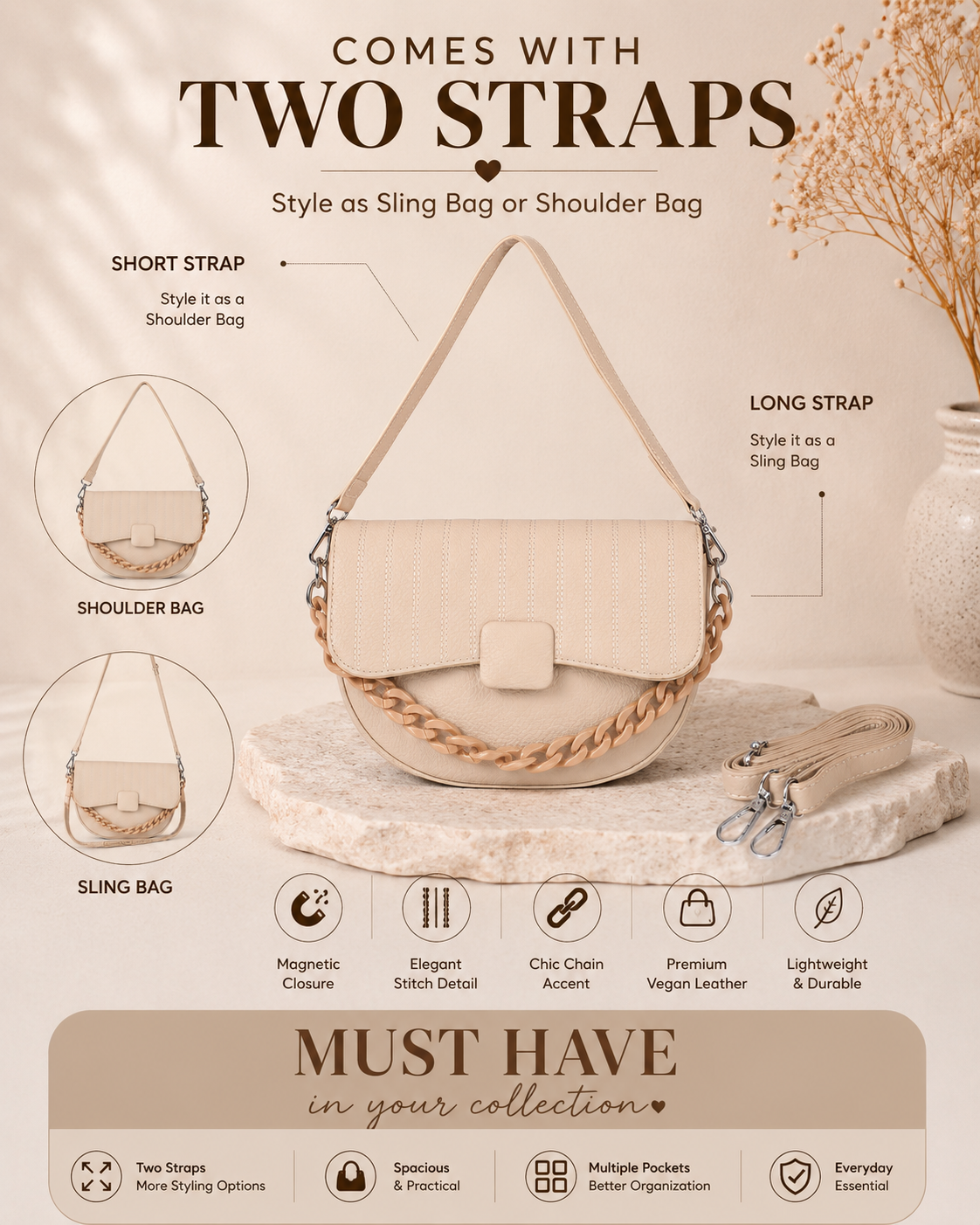 Classic Beige Charlie Sling Bag