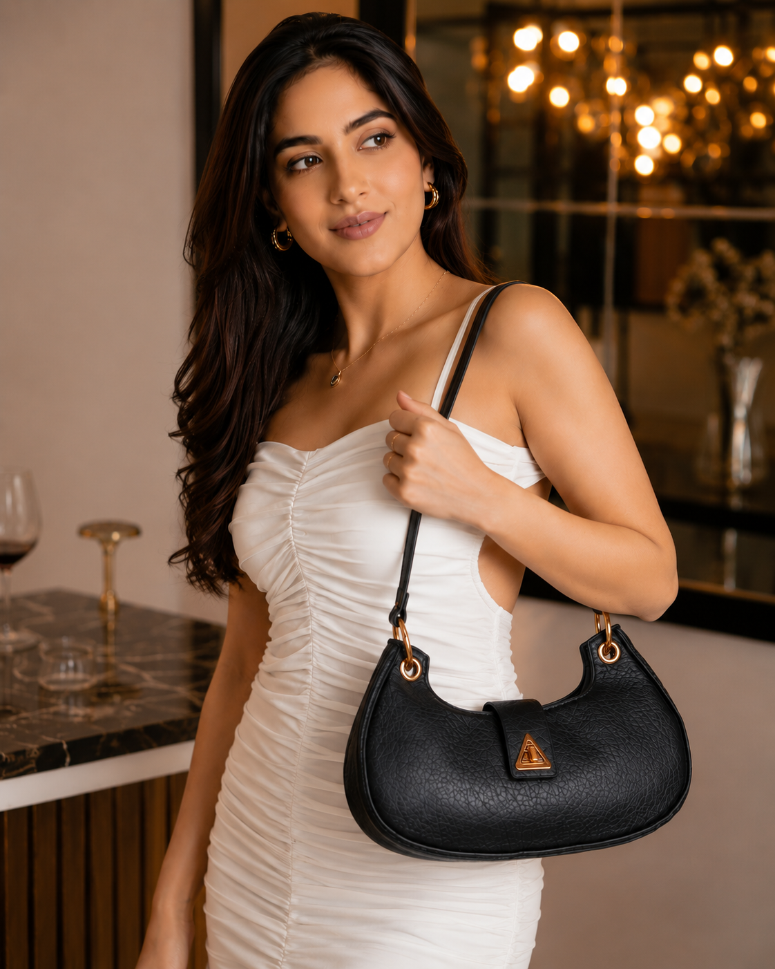 Classic Black Miranda Shoulder Bag for women