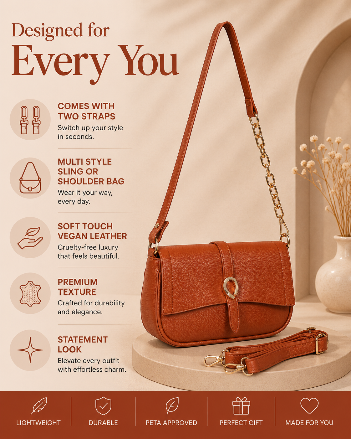 Classic Tan Pamela Sling/Shoulder Bag
