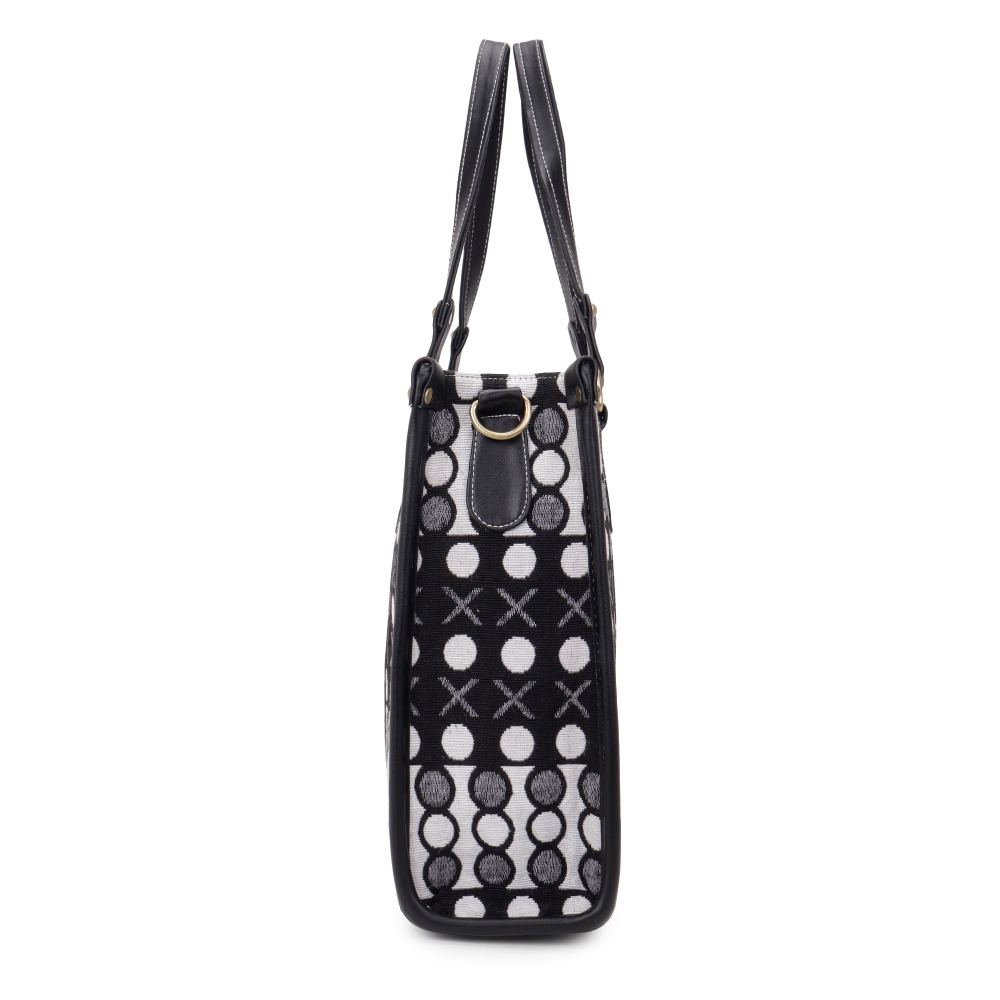 Black and White XO Print Inaya Canvas Tote Bag- Clearance Sale