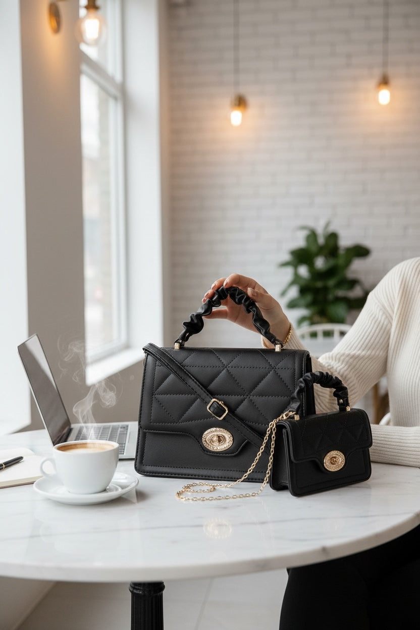 Classic Brown Alice Tote Bag + Mia Bella Sling Combo