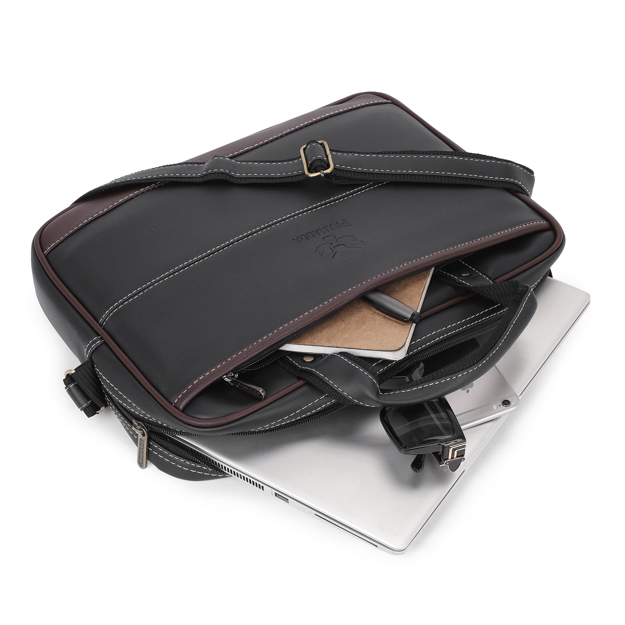 Black Leo Laptop Messenger Bag.