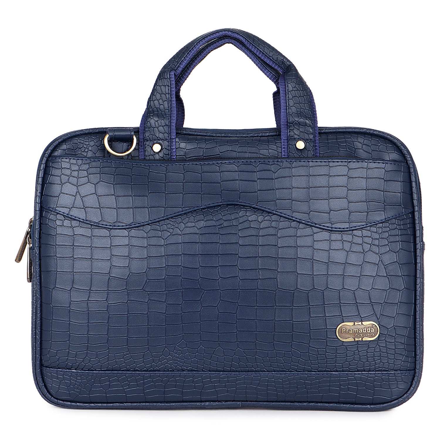 Midnight Blue Pablo Croco Laptop Messenger Bag.