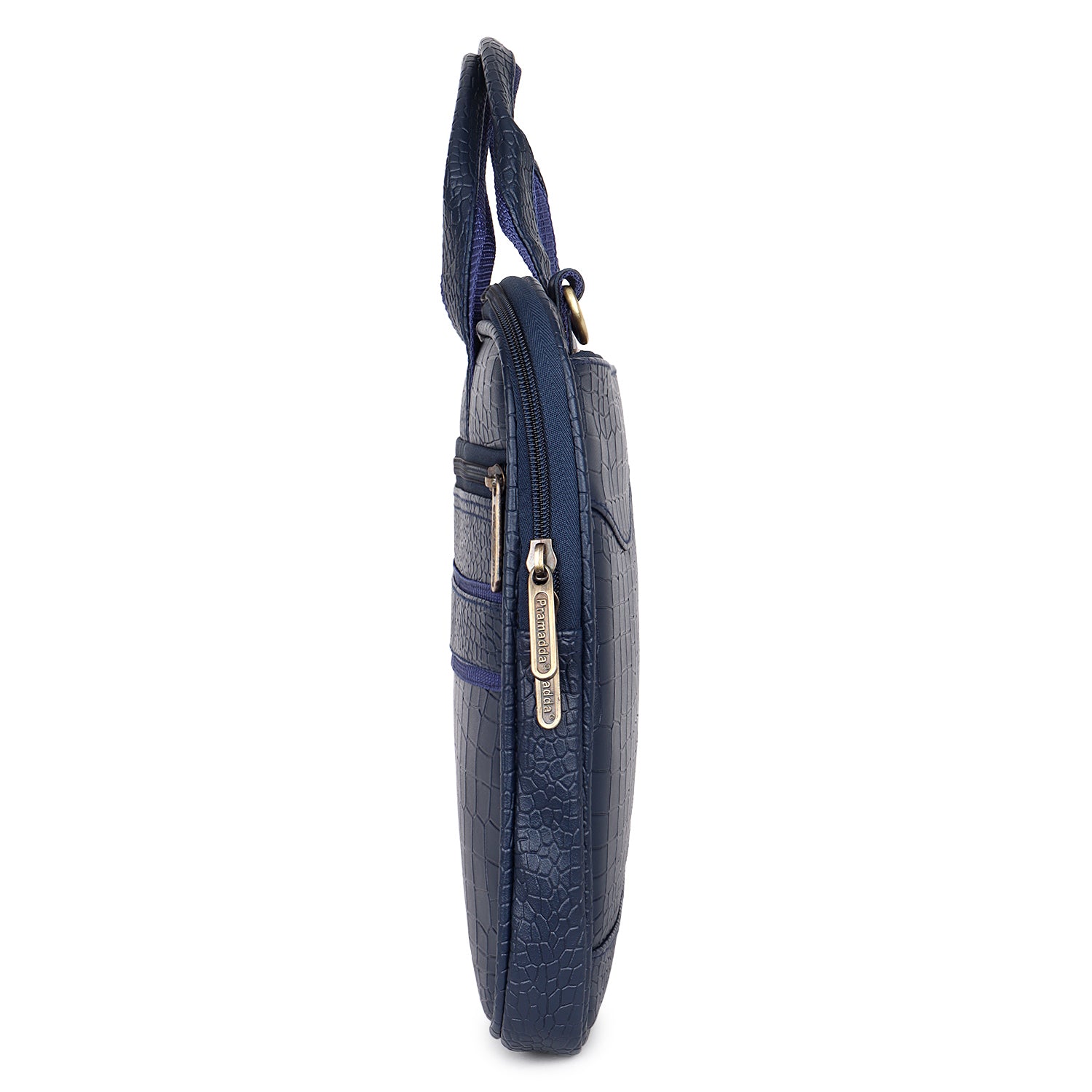 Midnight Blue Pablo Croco Laptop Messenger Bag.