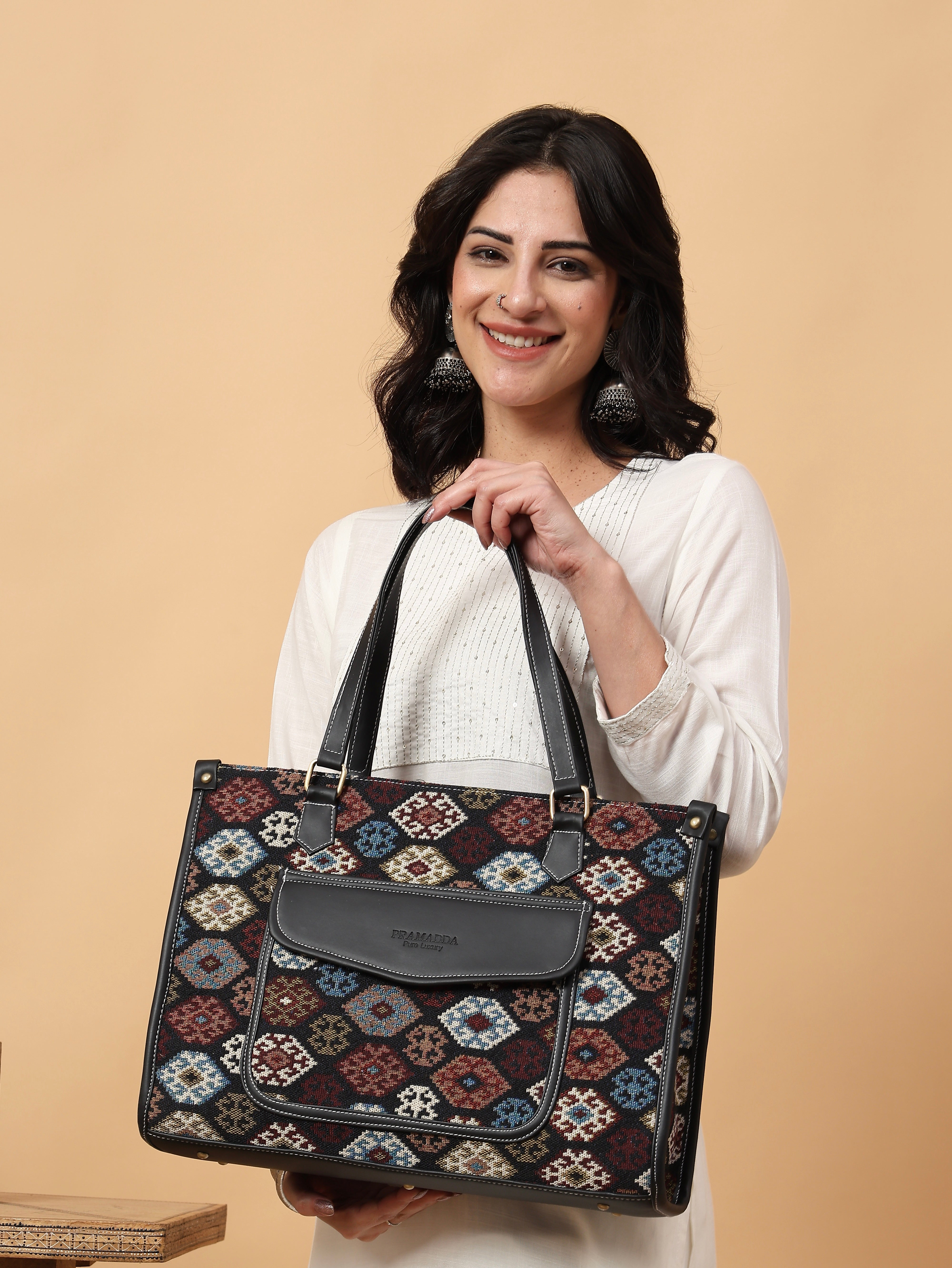 Multi Boho Print Aisha Canvas Tote Bag- Clearance Sale