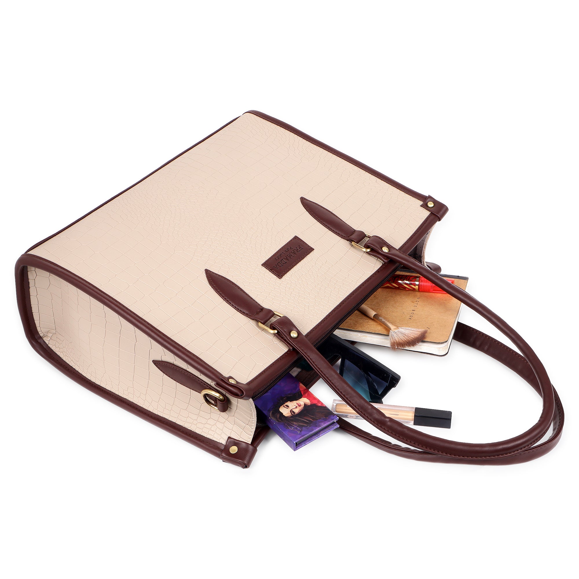 Classic Beige Bianca Tote Bag With Luxe Black Emma Shoulder Bag