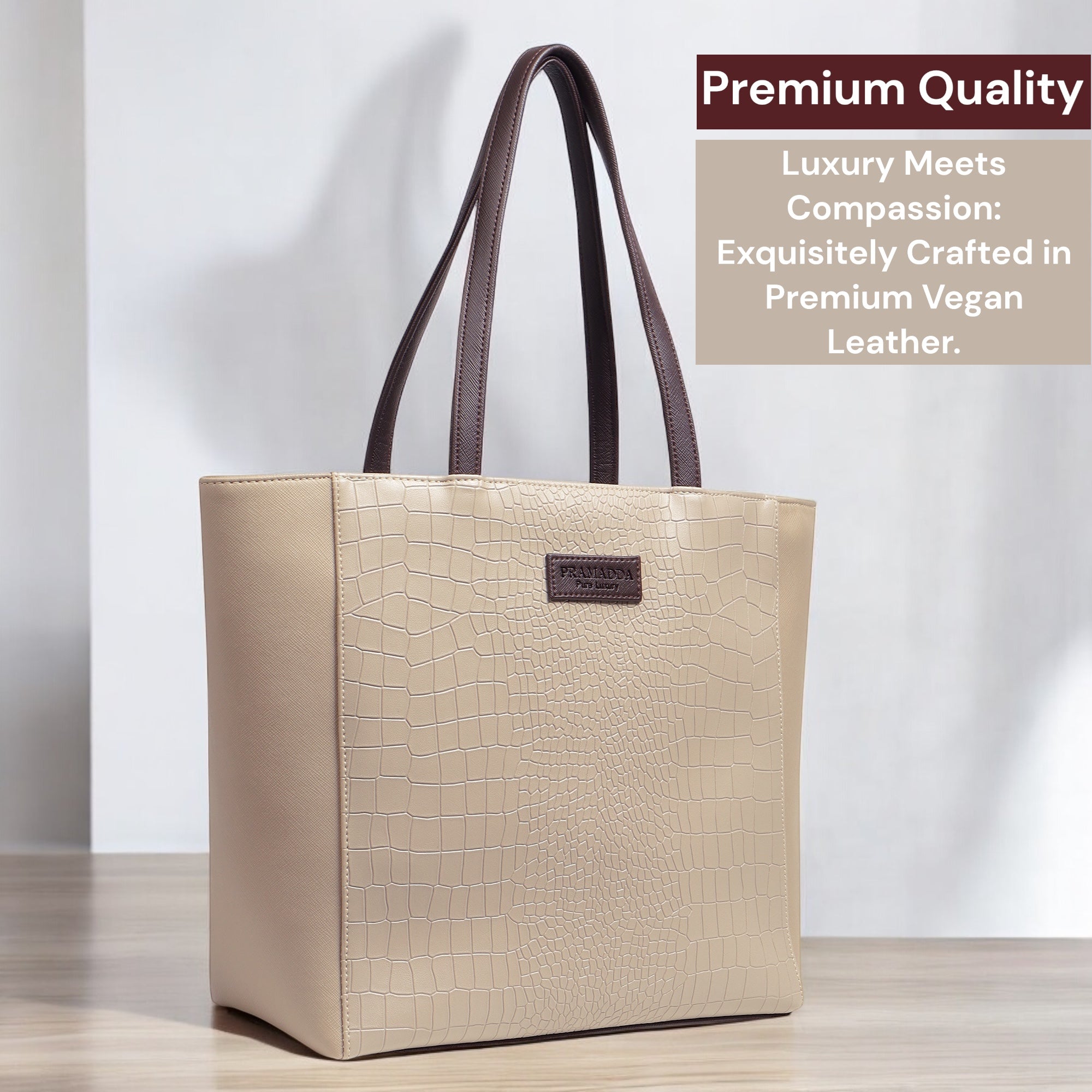 Fiona Croco Tote Bag with Dona Croco Sling Combo. (Beige & Brown)