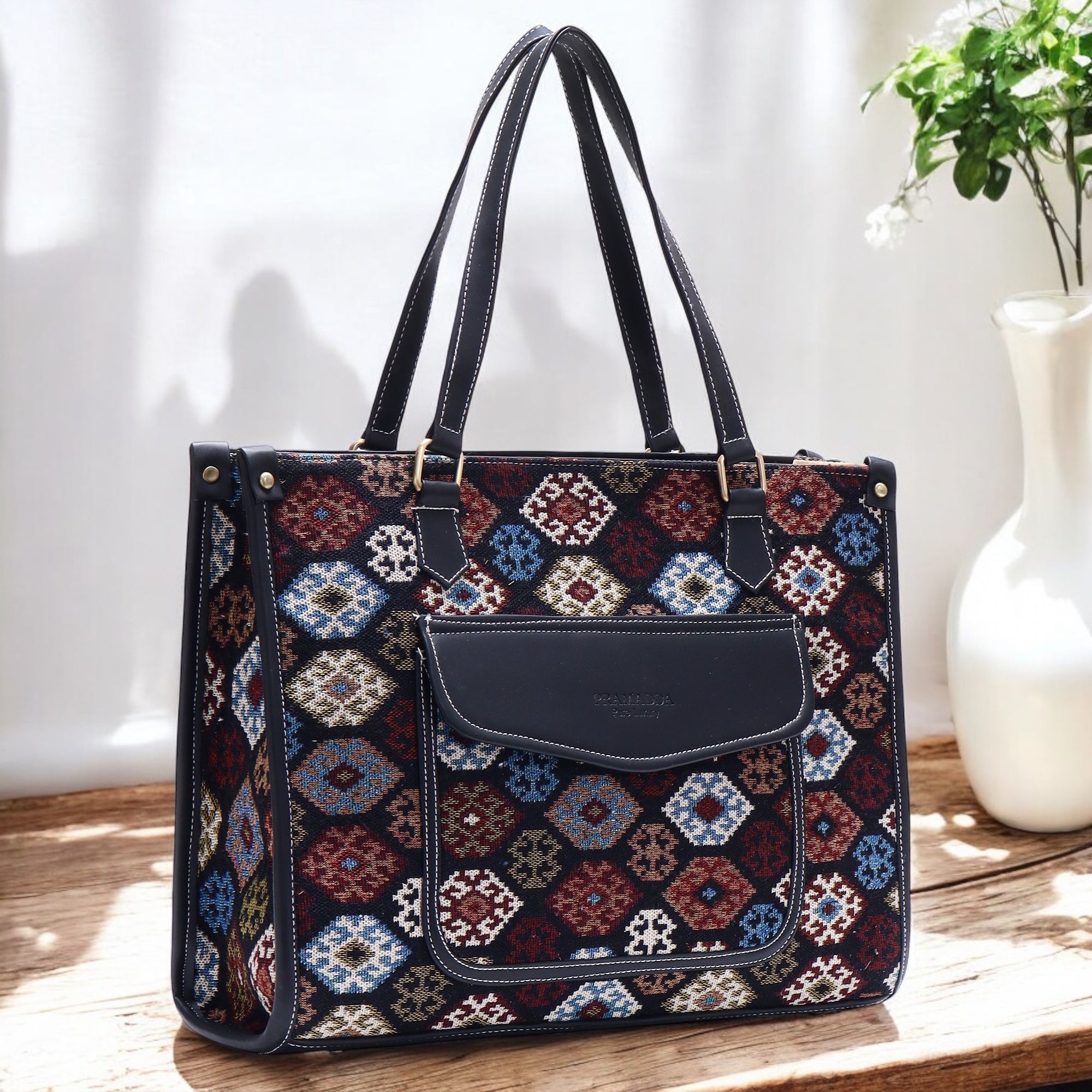 Multi Boho Print Aisha Canvas Tote Bag- Clearance Sale