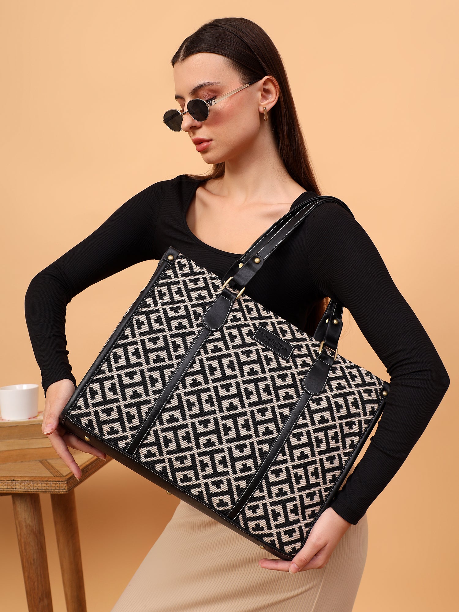 Black Inaya Canvas Tote Bag- Clearance Sale
