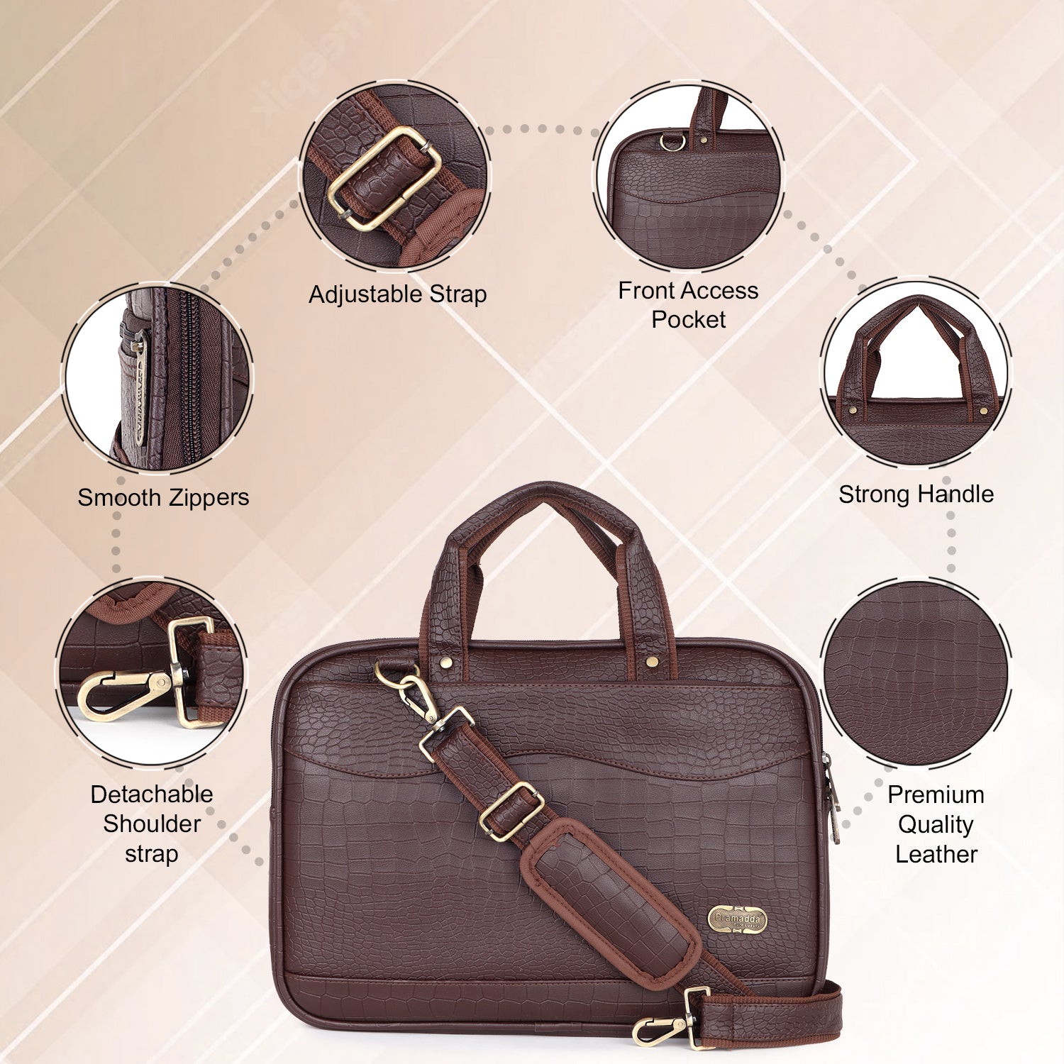 Mocha Brown Pablo Laptop Messenger