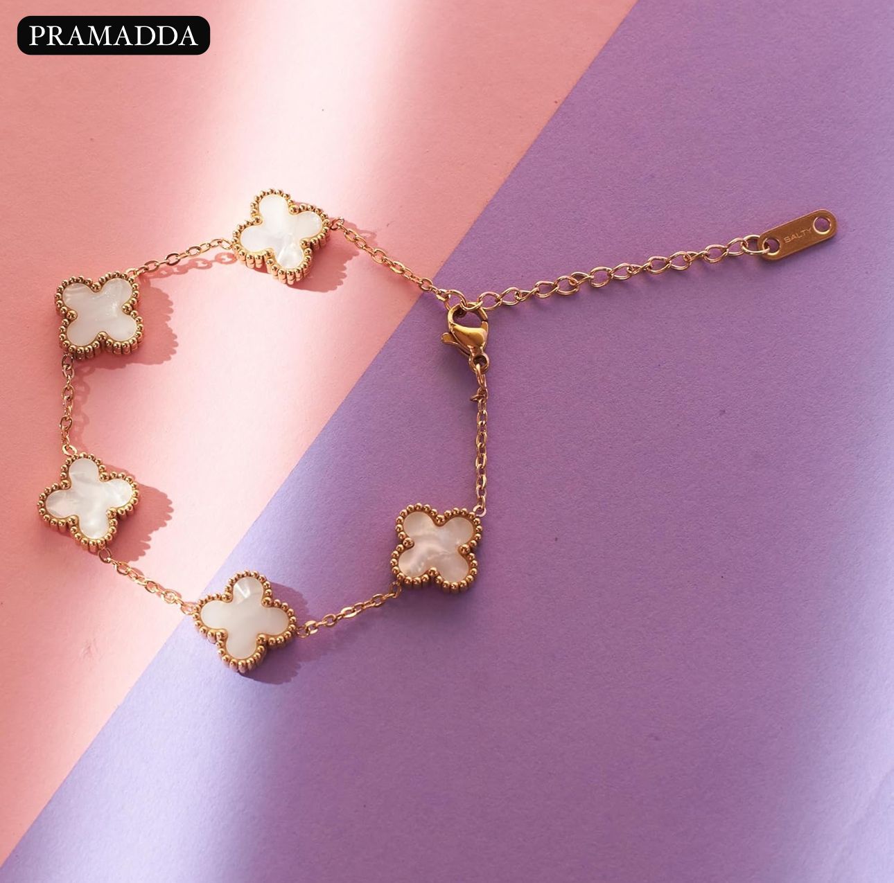 Elegant White Clover Bracelet