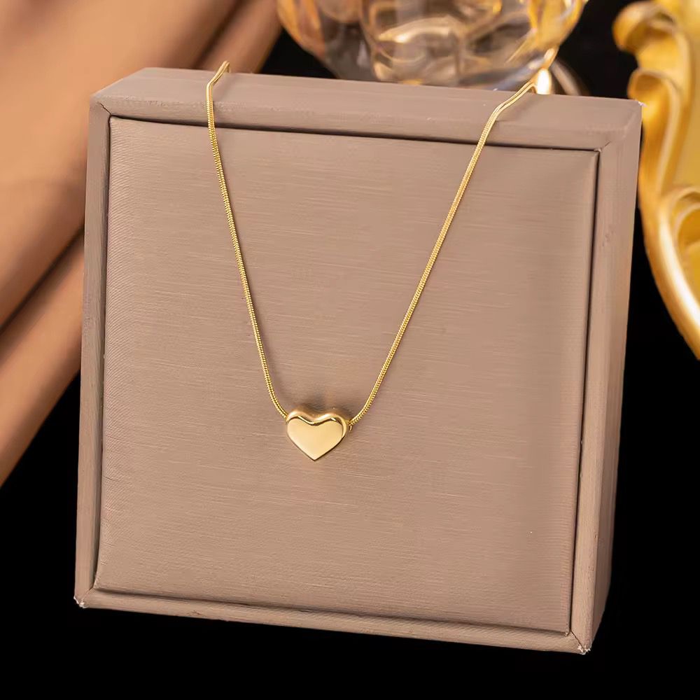 Mini Heart Shape Cute Pendant with Chain Anti Tarnish Gold Plated