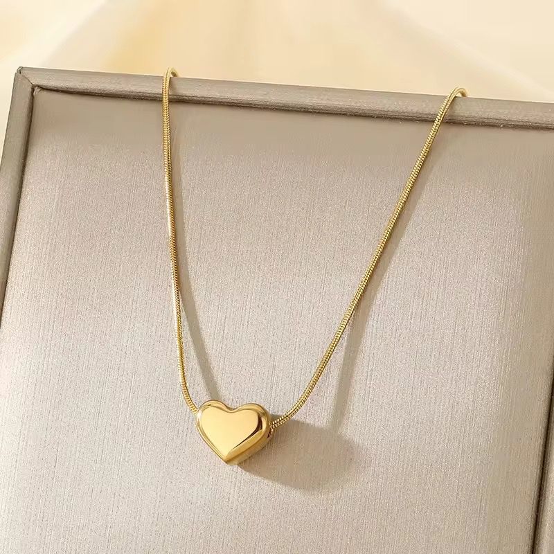 Mini Heart Shape Cute Pendant with Chain Anti Tarnish Gold Plated