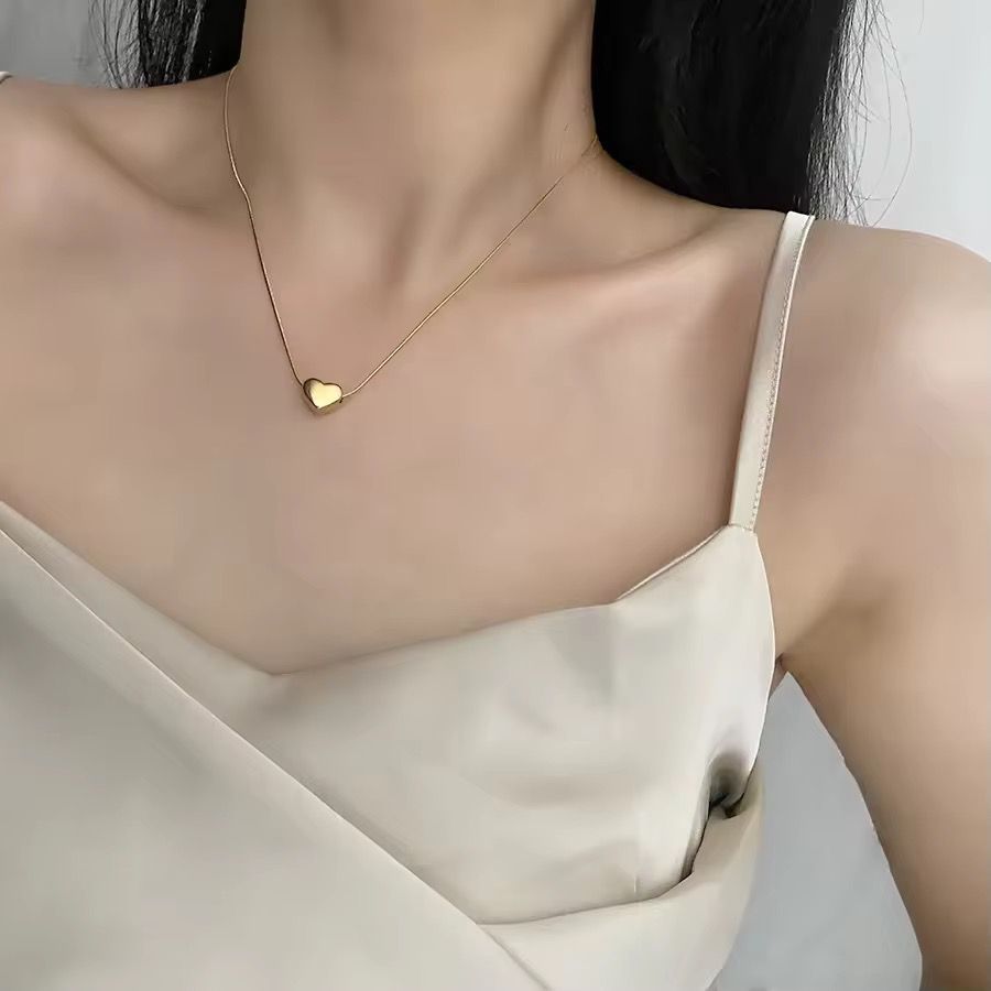 Mini Heart Shape Cute Pendant with Chain Anti Tarnish Gold Plated