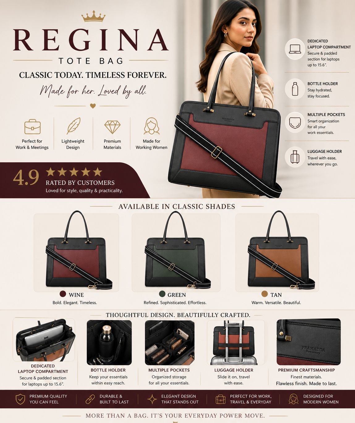 Bossy Regina Work Tote Bag (16"inch)