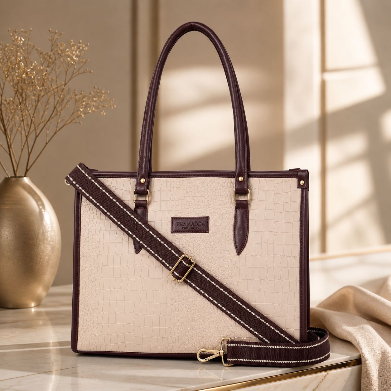 Bianca Croco Leather Tote Bag