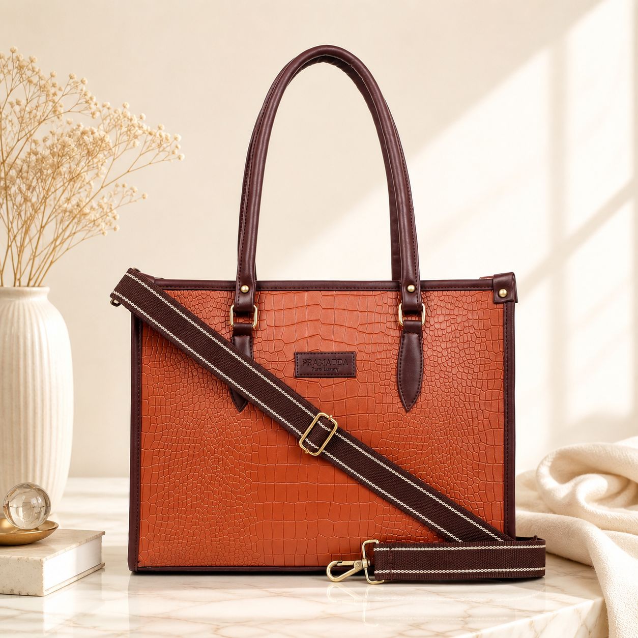 Bianca Croco Leather Tote Bag
