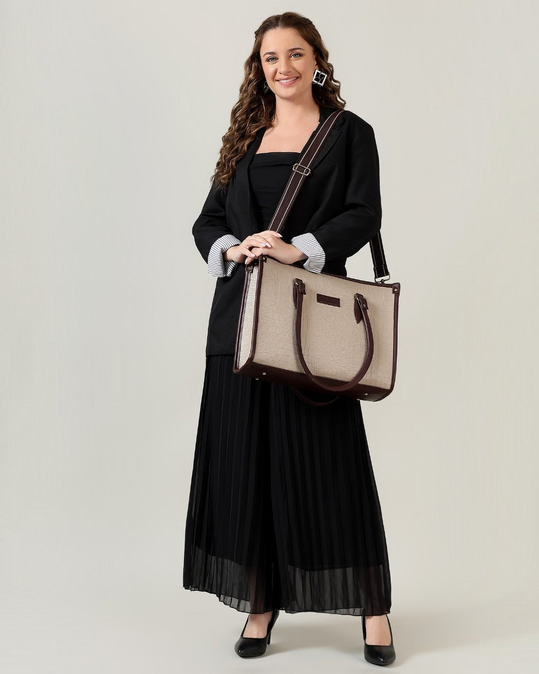 Beige Bianca Tote Bag + Brown Twin Mobile Sling