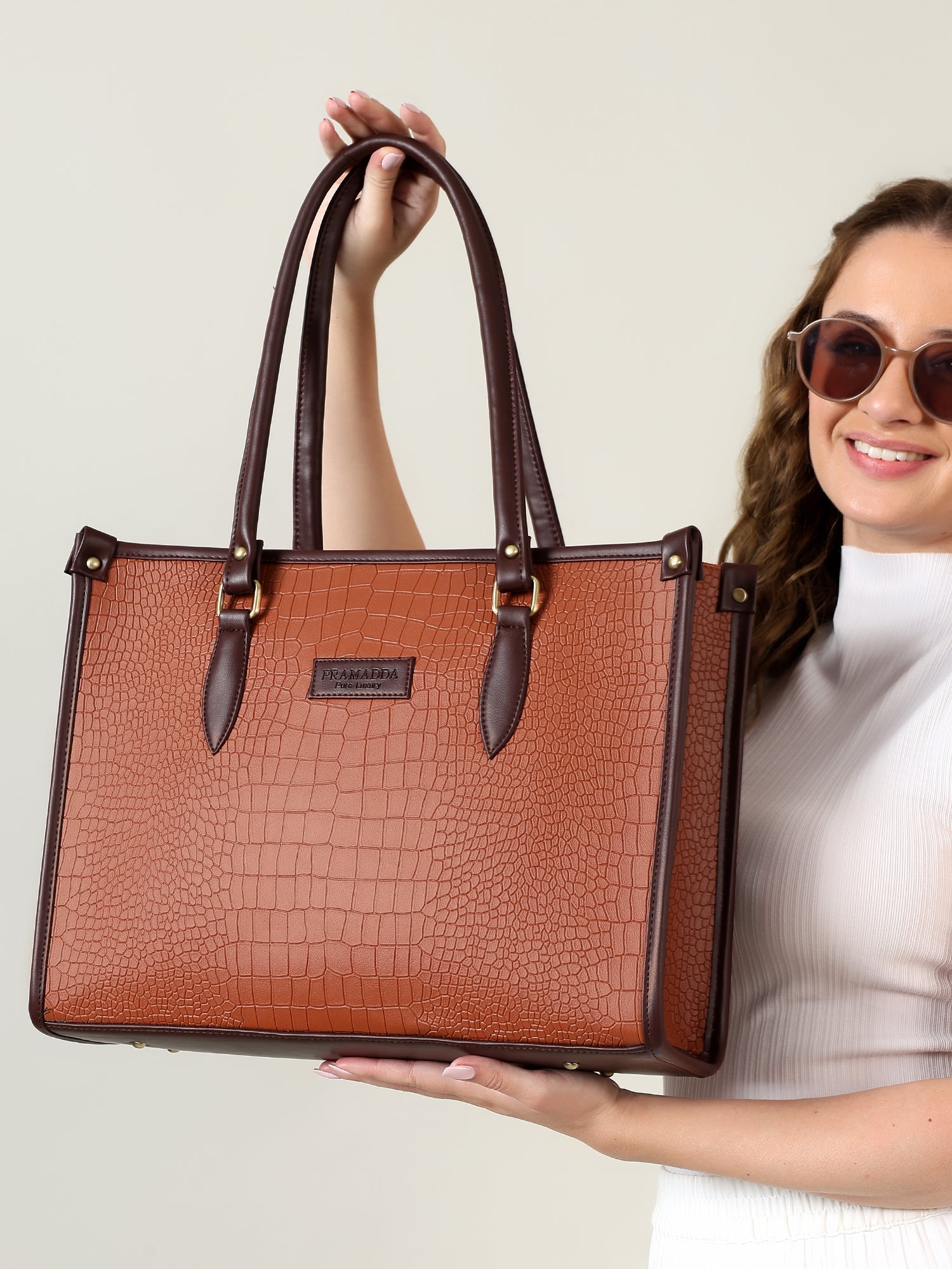 Bianca Croco Leather Tote Bag
