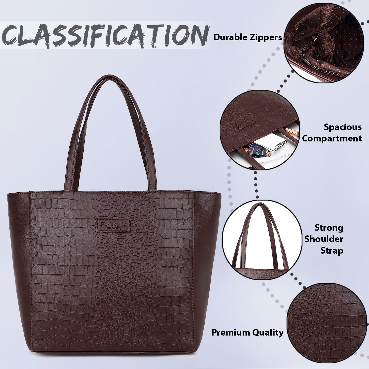 Fiona Croco Leather Tote Bag (16"inch)