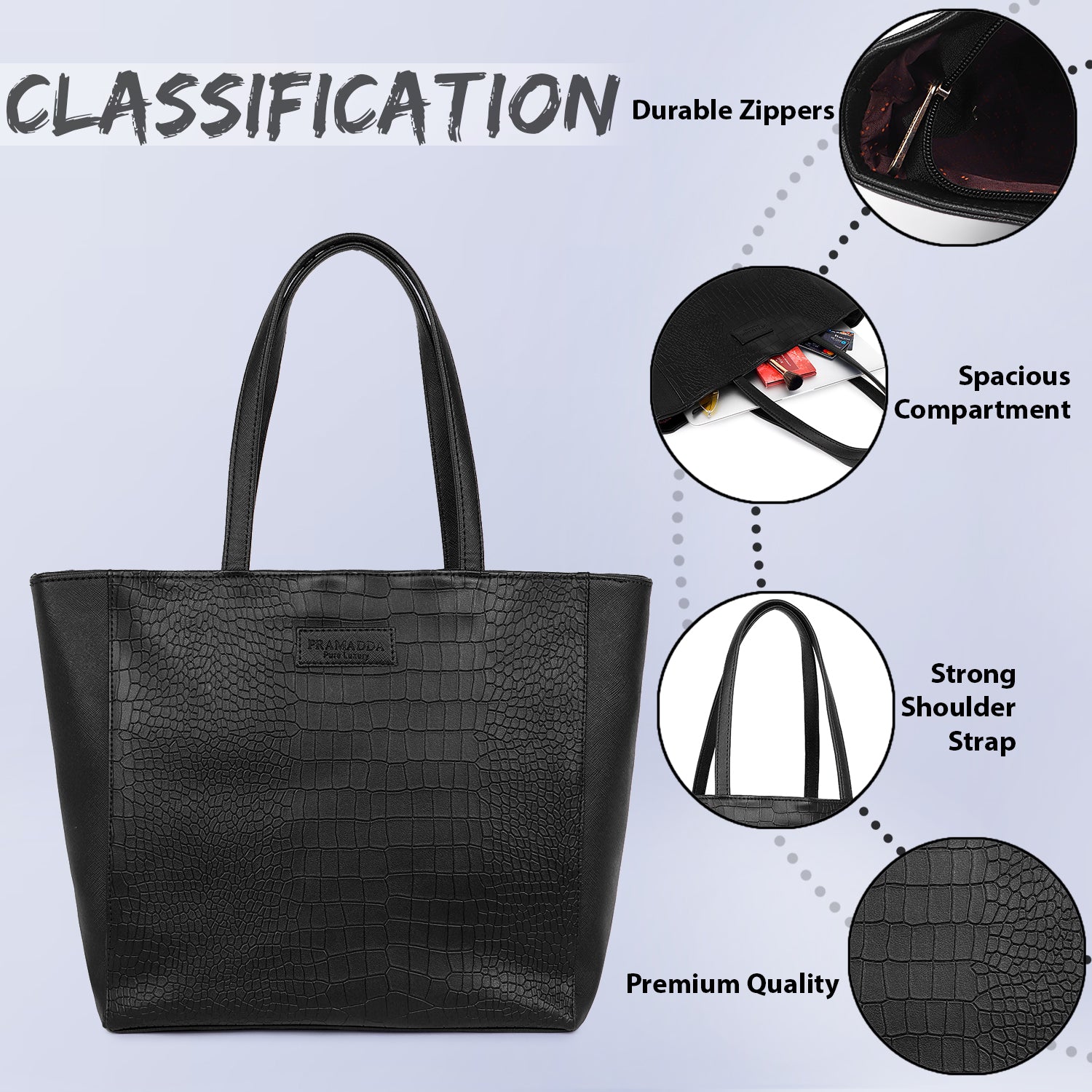 Fiona Croco Leather Tote Bag (16"inch)