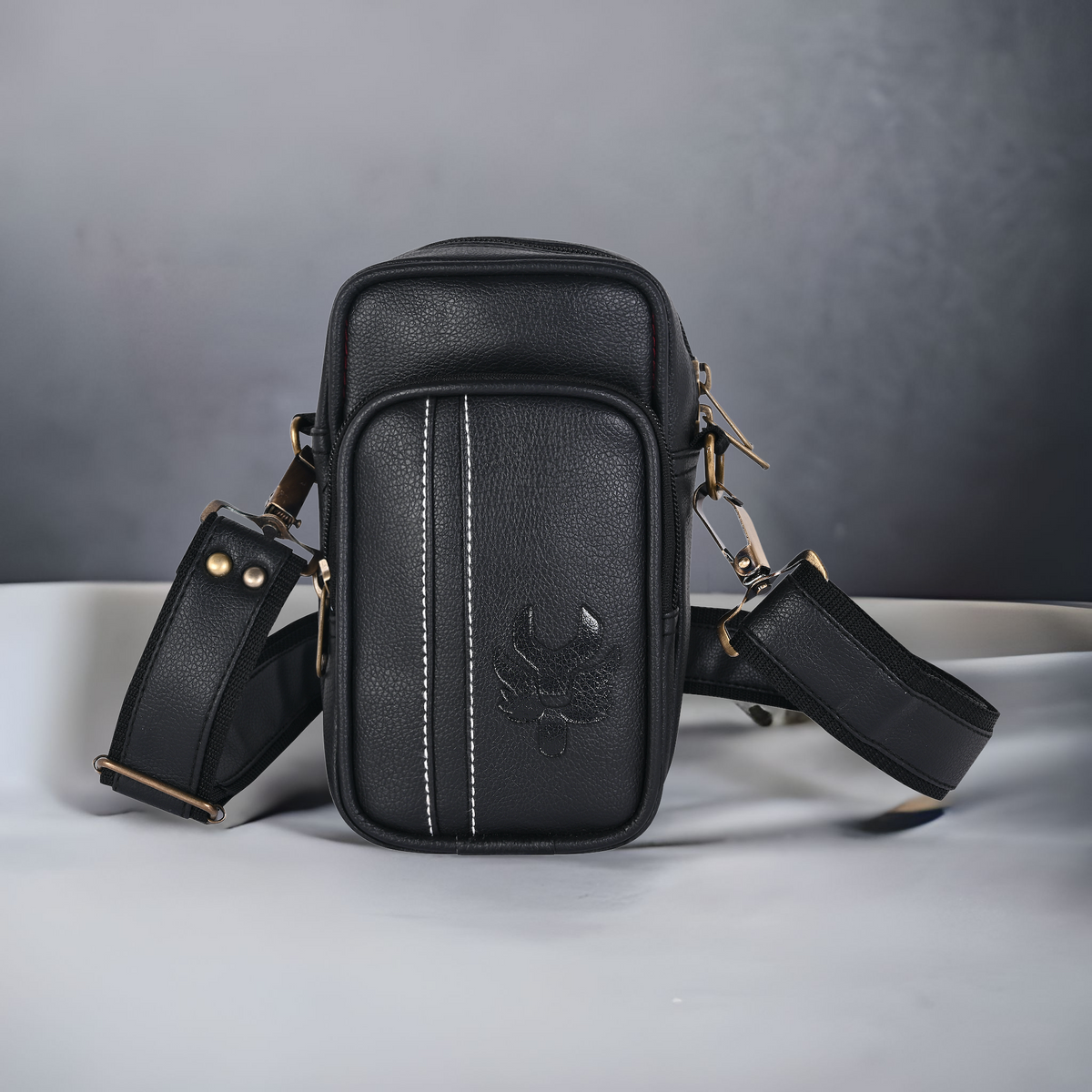 Elegant Black Leo Mobile Sling Bag For Men Side Crossbody bag