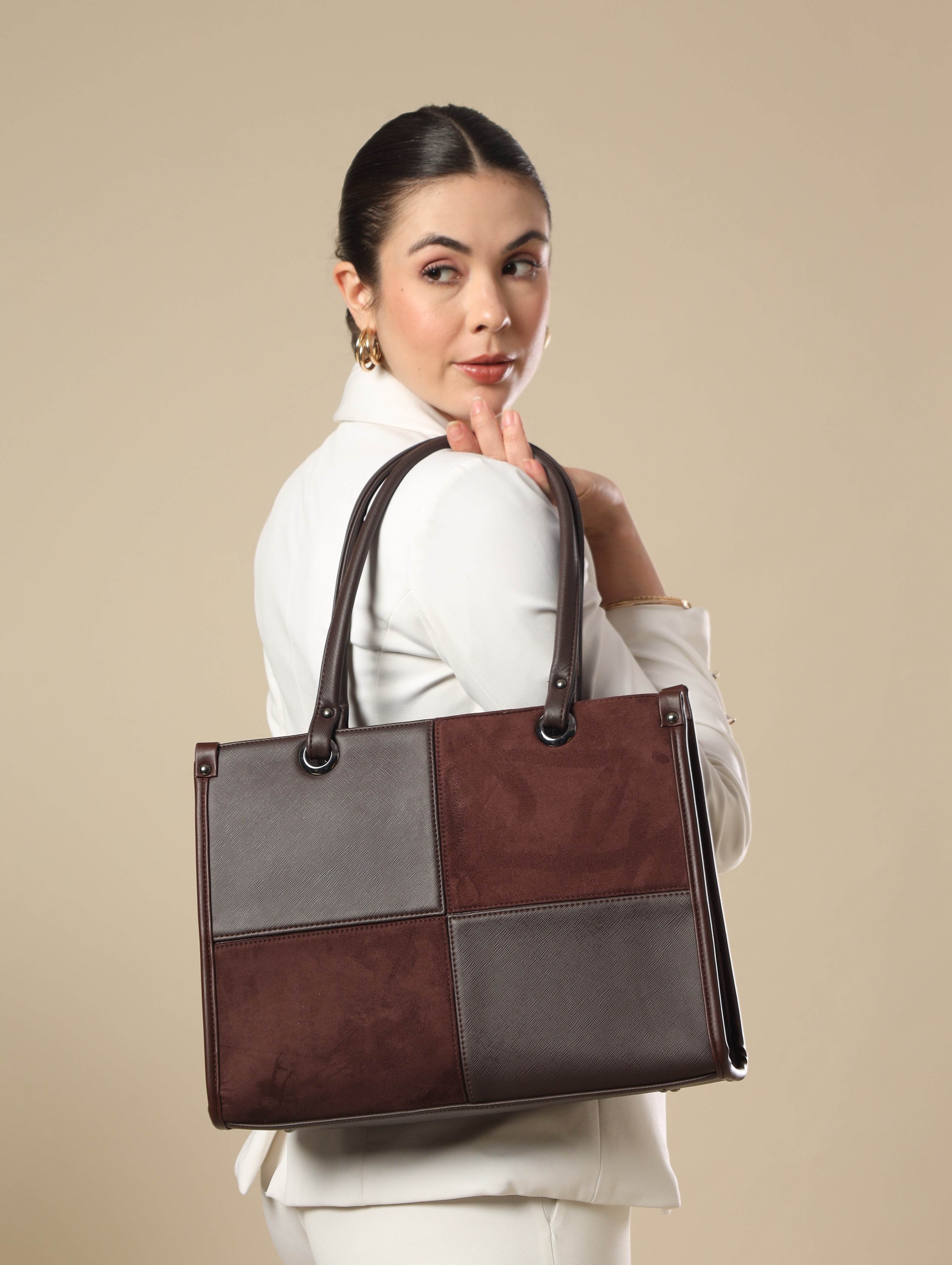 Hazel Suede Tote Bag. (15.5" inch)